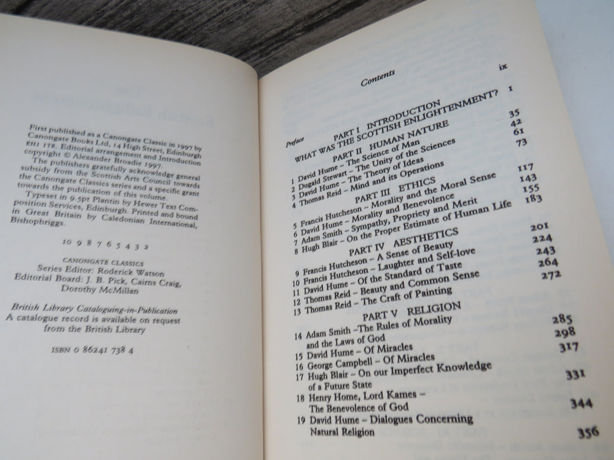 The Scottish Enlightenment An Anthology Edited and Introduced By Alexander Broadie 1997