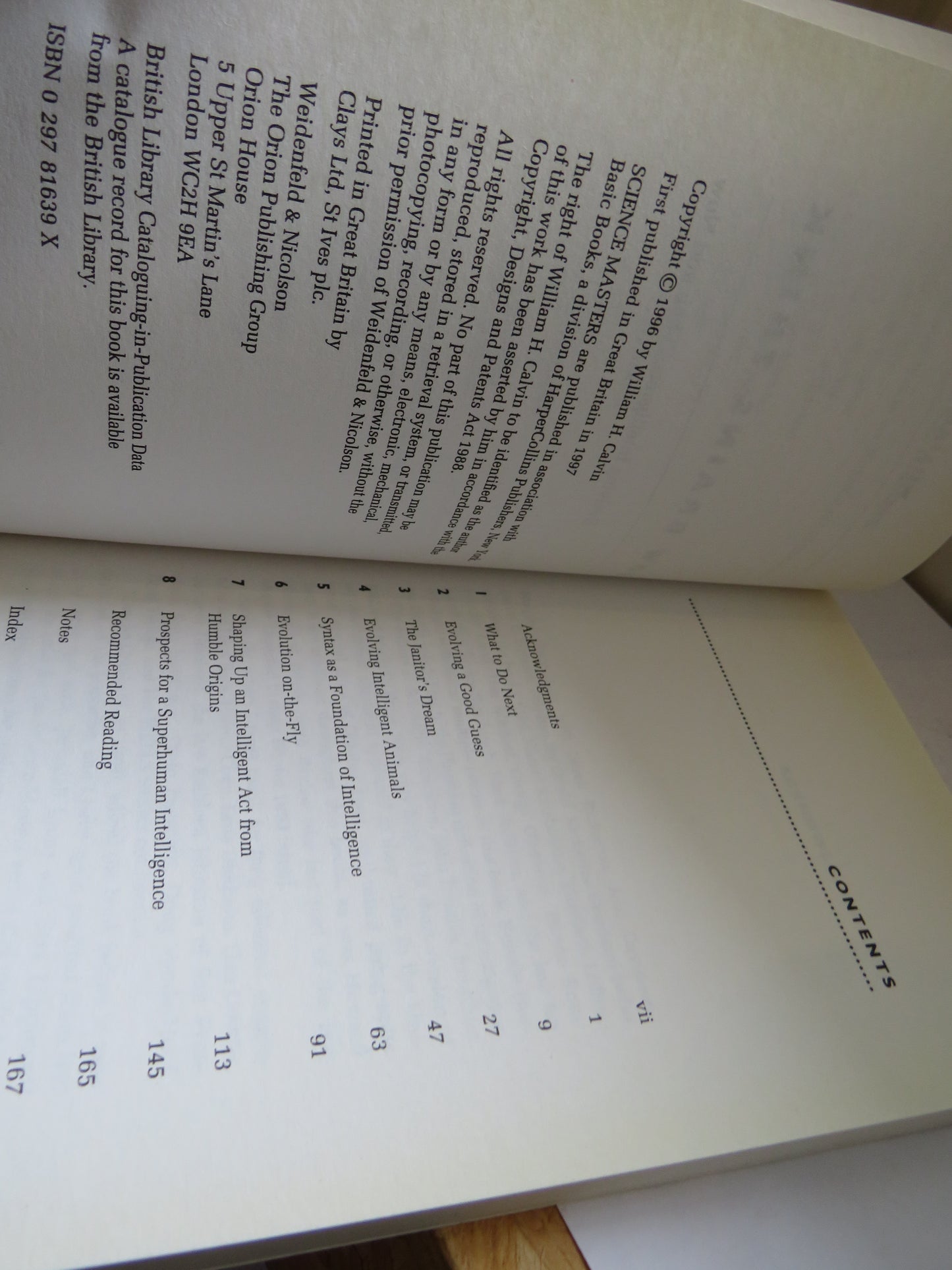 How Brains Think Evolving Intelligence, Then and Now By William H. Calvin 1997