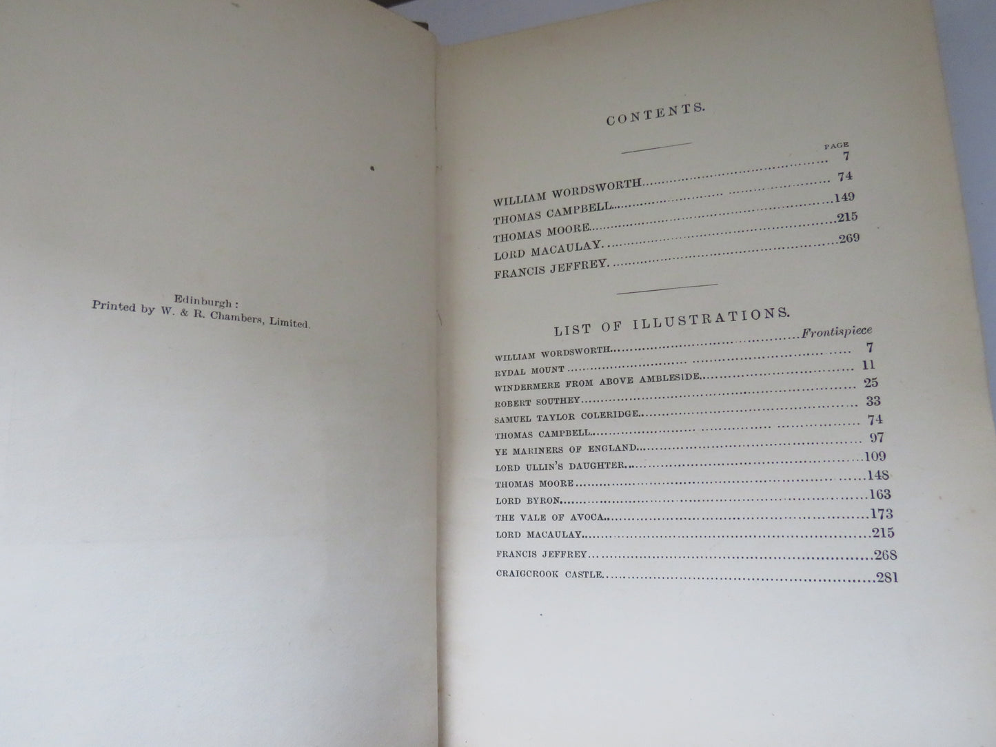 Literary Celebrities Biographies of Wordsworth-Campbell-Moore-Macaulay-Jeffrey
