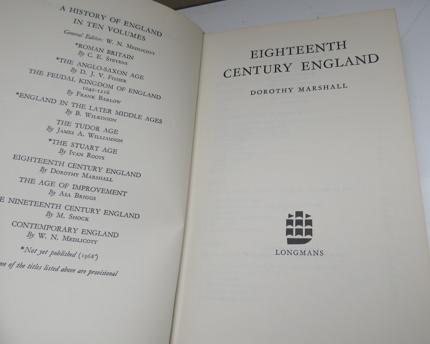 Eighteenth Century England By Dorothy Marshall 1968