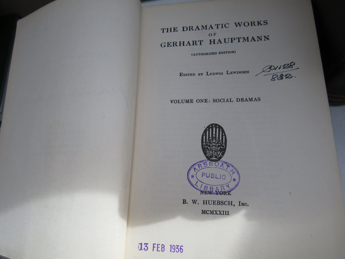 The Dramatic Works of Gerhart Hauptmann Edited By Ludwig Lewisohn 1920