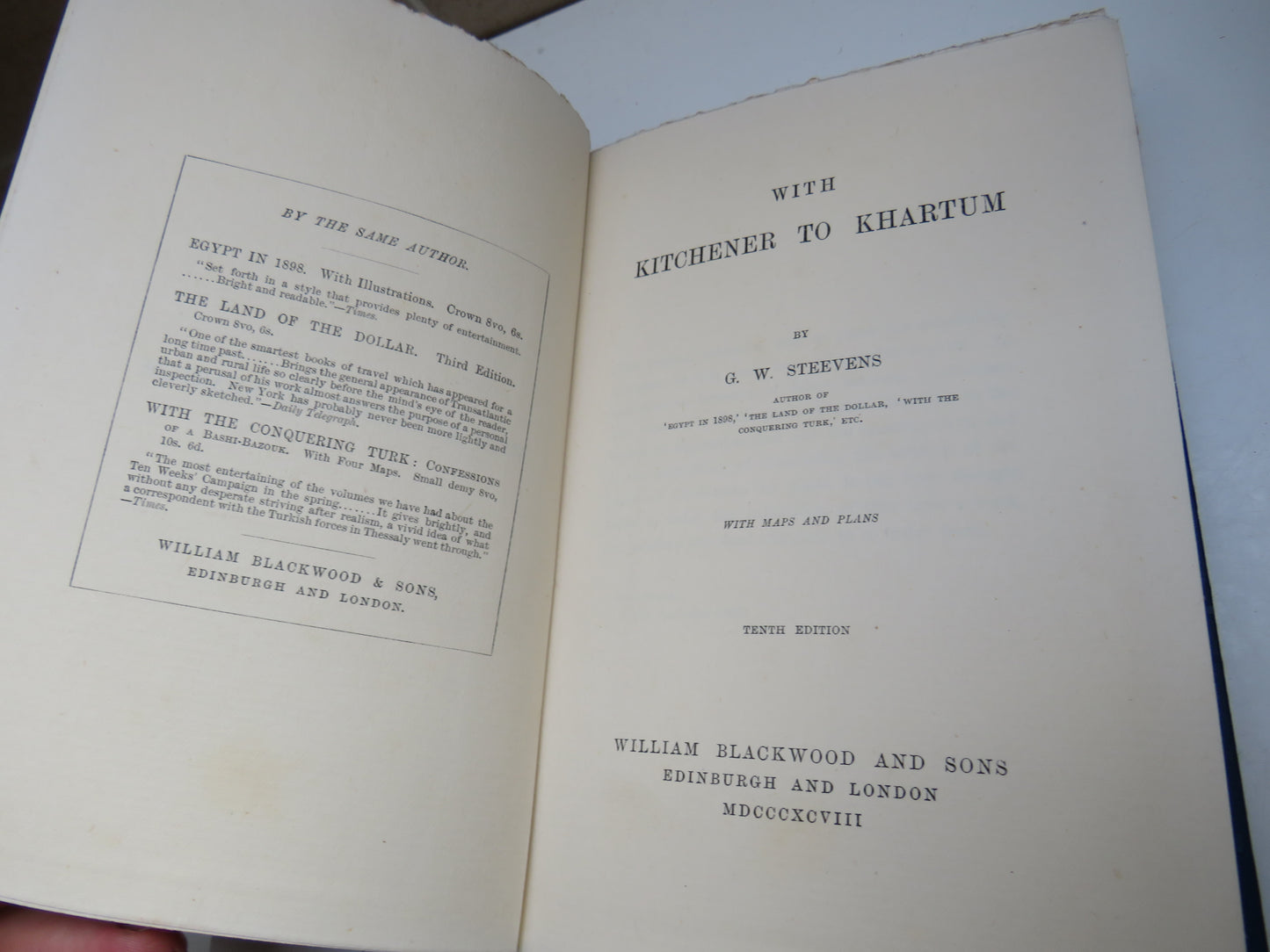 With Kitchener To Khartum By G. W. Steevens 1898 Antique Book