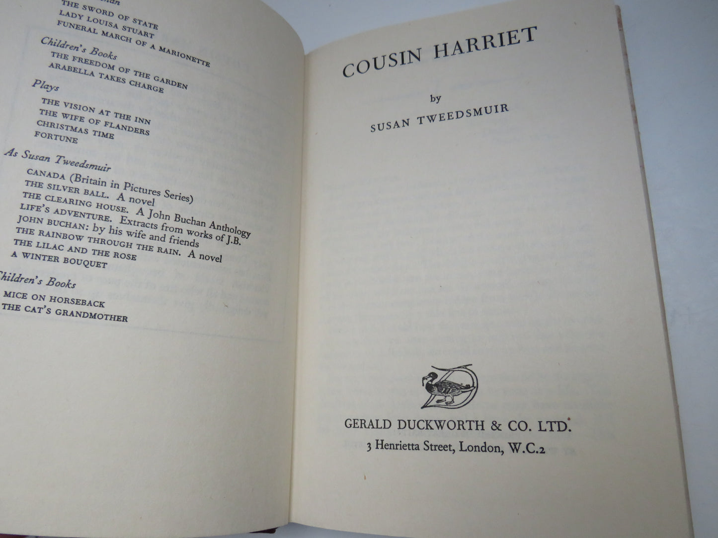 Cousin Harriet By Susan Tweedsmuir 1957 1st Edition Vintage Book