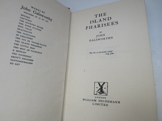The Island Pharisees By John Galsworthy 1927 Antique Book
