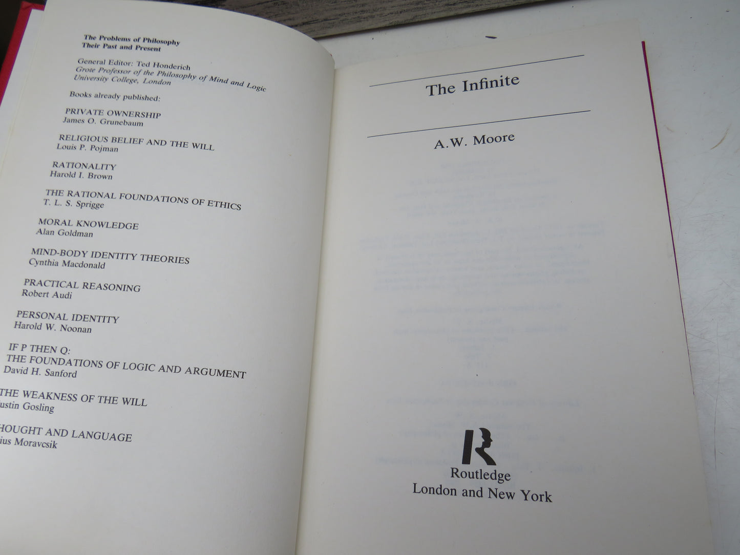 The Infinite by A.W. Moore 1990