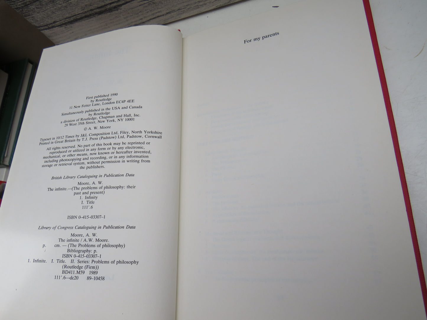 The Infinite by A.W. Moore 1990