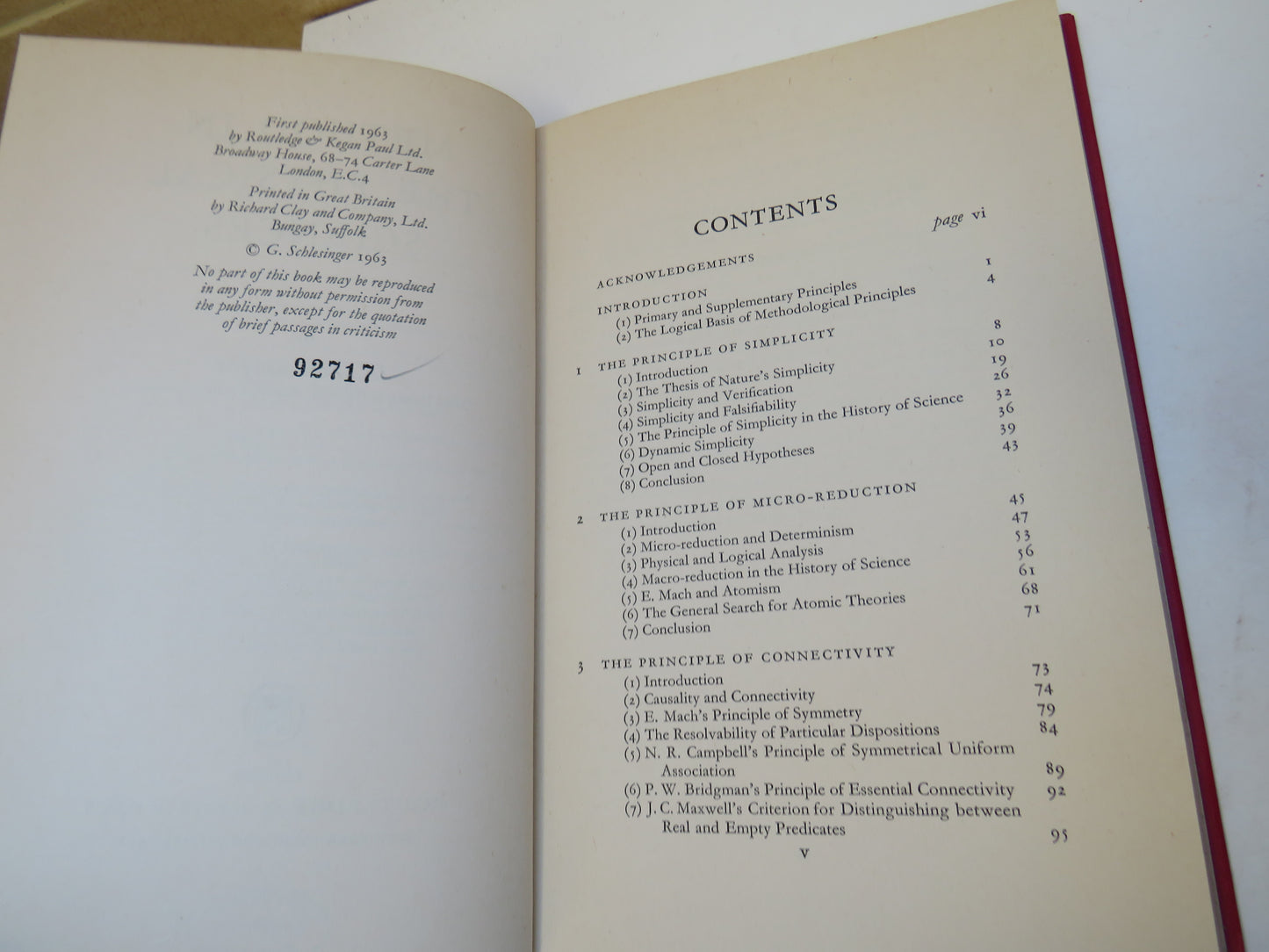 Method In The Physical Sciences By G. Schlesinger 1963 Vintage Book