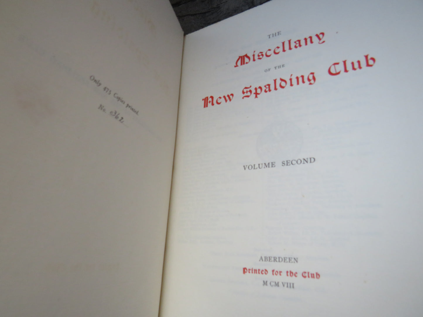 The Miscellany Of The New Spalding Club Volume I & II 1890