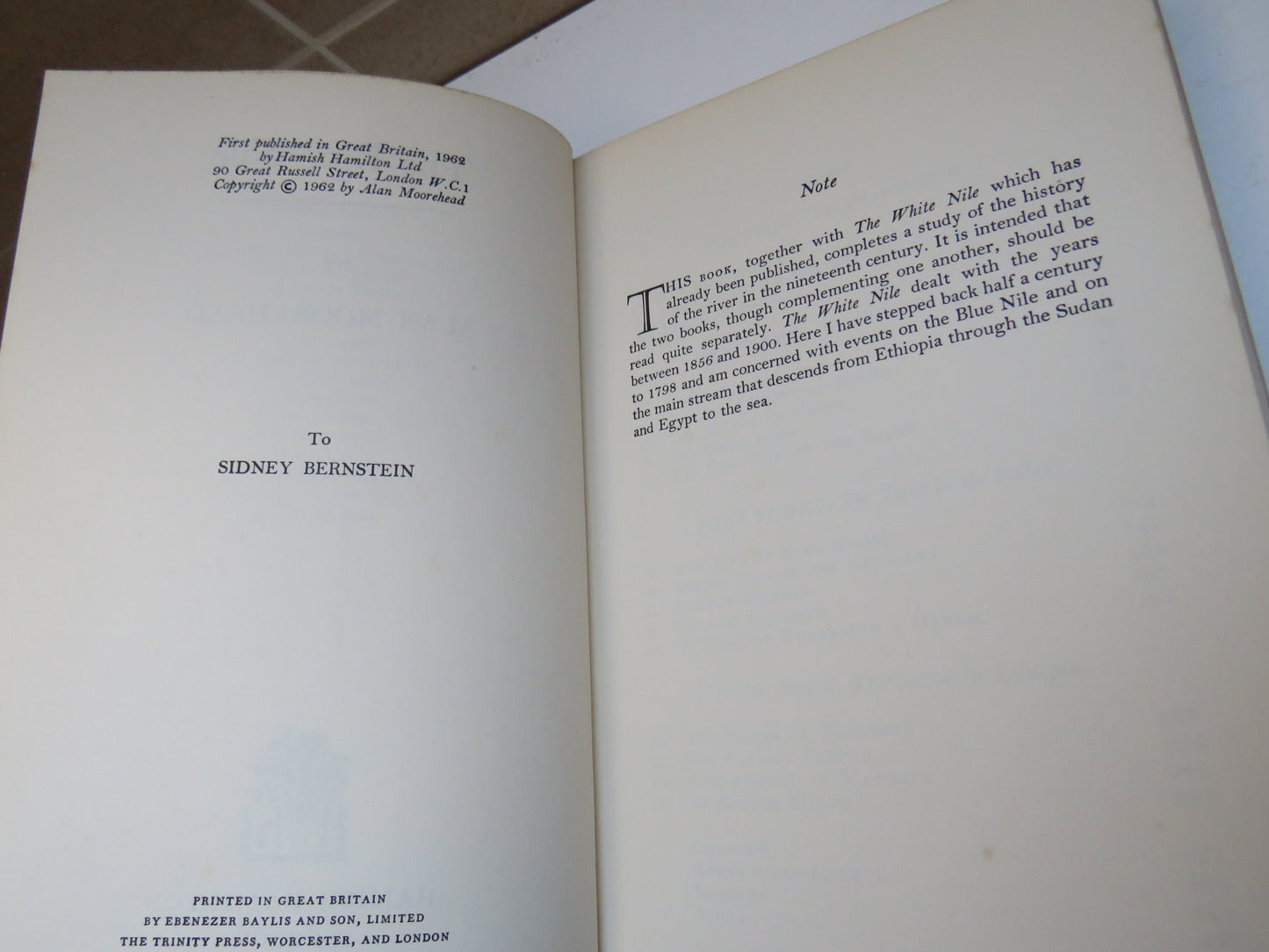 The Blue Nile By Alan Moorehead 1962 1st Edition Book