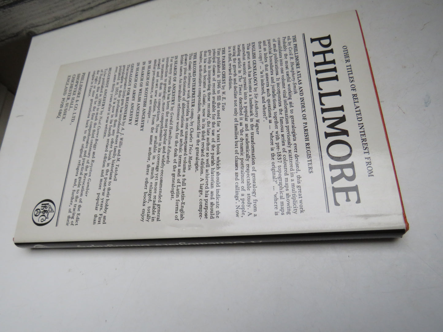 A Genealogist's Bibliography By Cecil R. Humphery-Smith 1985