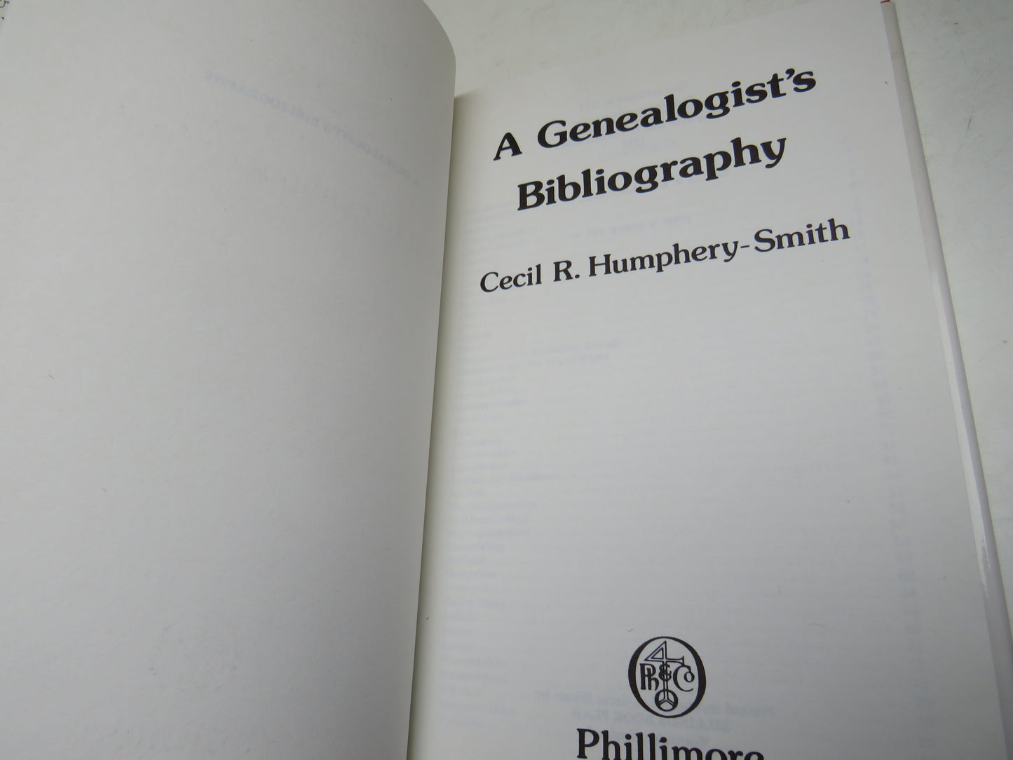 A Genealogist's Bibliography By Cecil R. Humphery-Smith 1985