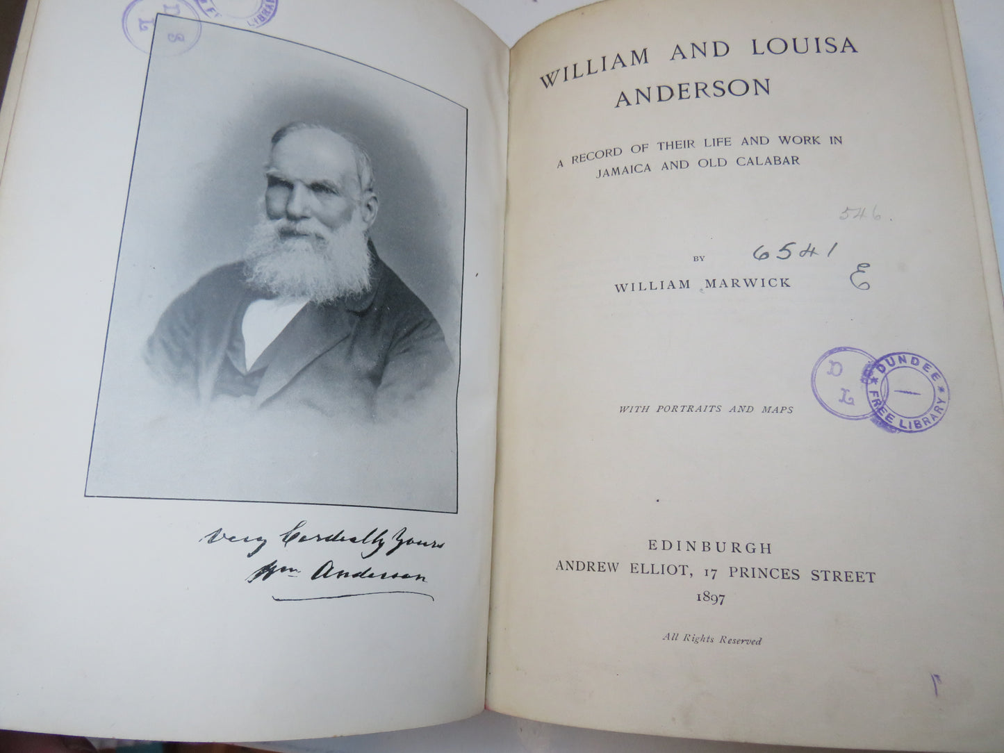 William and Louisa Anderson A Record Of Their Life and Work In Jamaica and Old Calabar By William Marwick 1897
