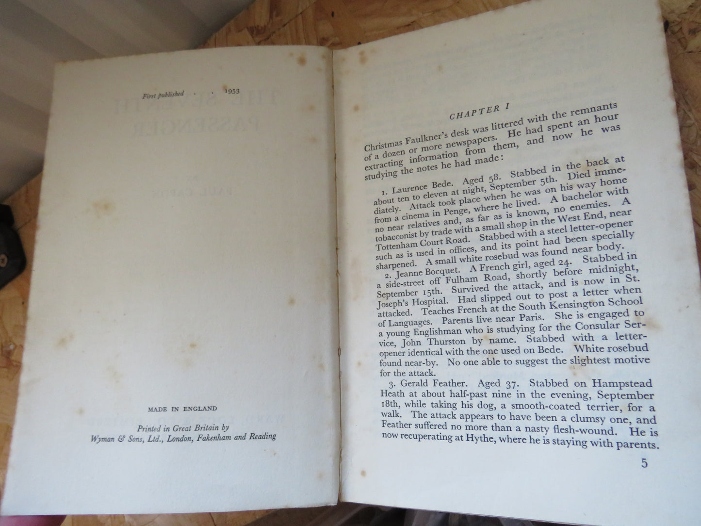 The Seventh Passenger By Paul Capon 1953 1st Edition
