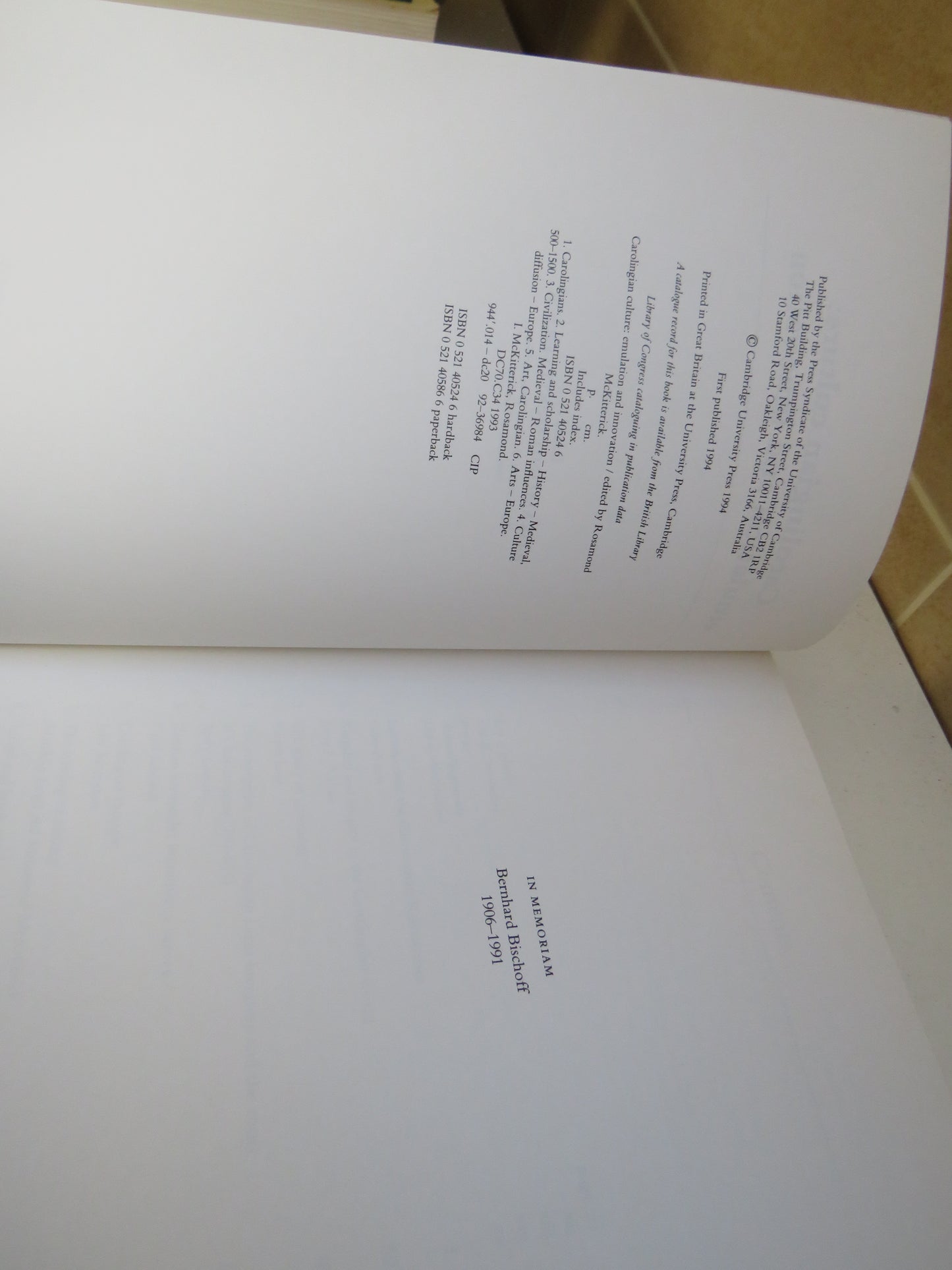 Carolingian Culture: Emulation and Innovation Edited By Rosamont McKitterick 1994