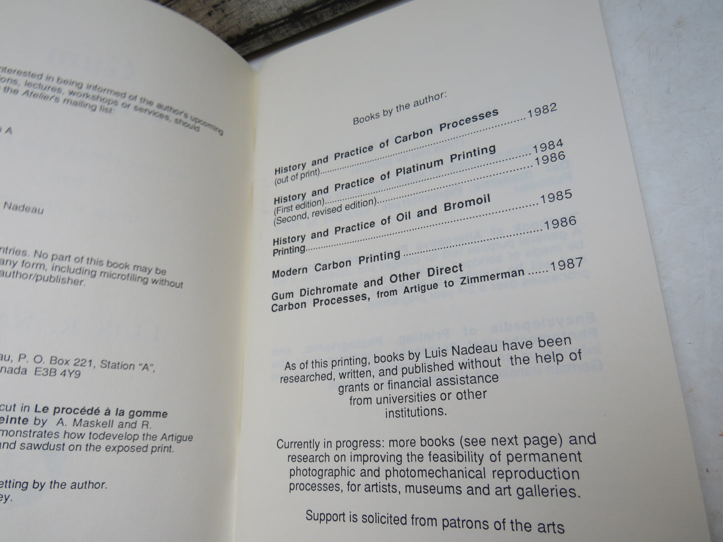 Gum Dichromate and Other Direct Carbon Processses, from Artigue to Zimmerman by Luis Nadeau, 1987