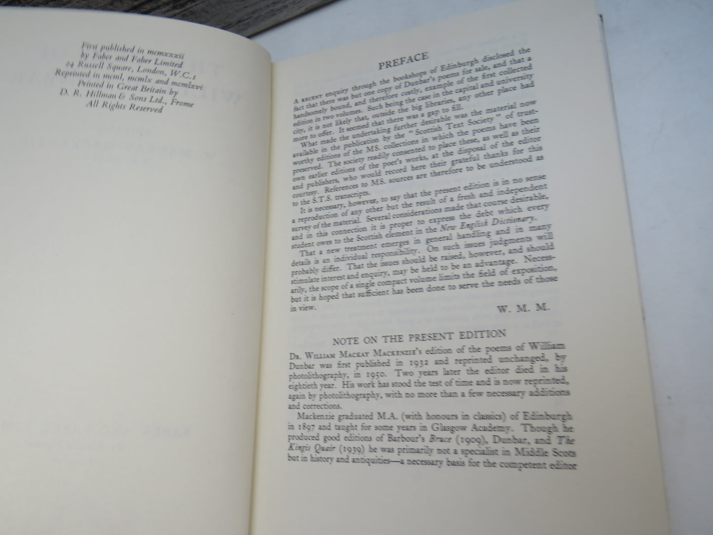 The Poems of William Dunbar Edited By W. Mackay Mackenzie 1932