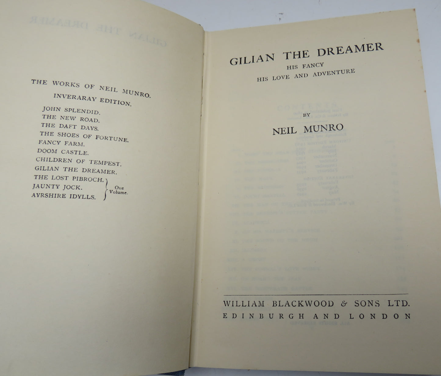 Gilian The Dreamer, His Fancy, His Love and Adventure by Neil Munro, 1949