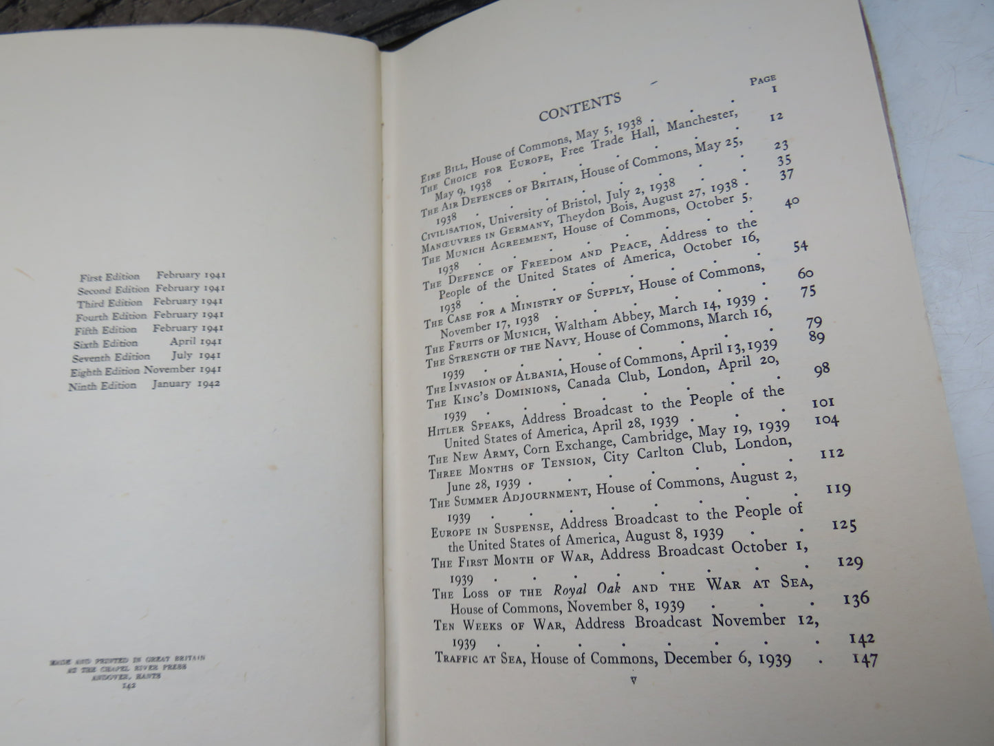 Into Battle, Winston Churchill's War Speeches, compiled by Randolph S. Churchill, 1942