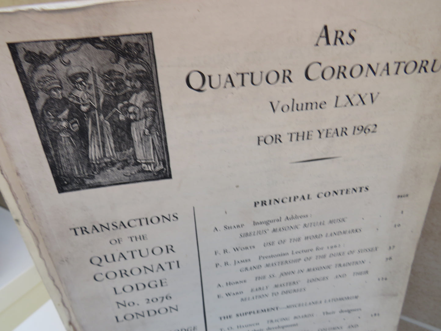 1962 - 1968 Ars Quatuor Coronatorum Lodge 2076 London Premier Lodge of Masonic Research