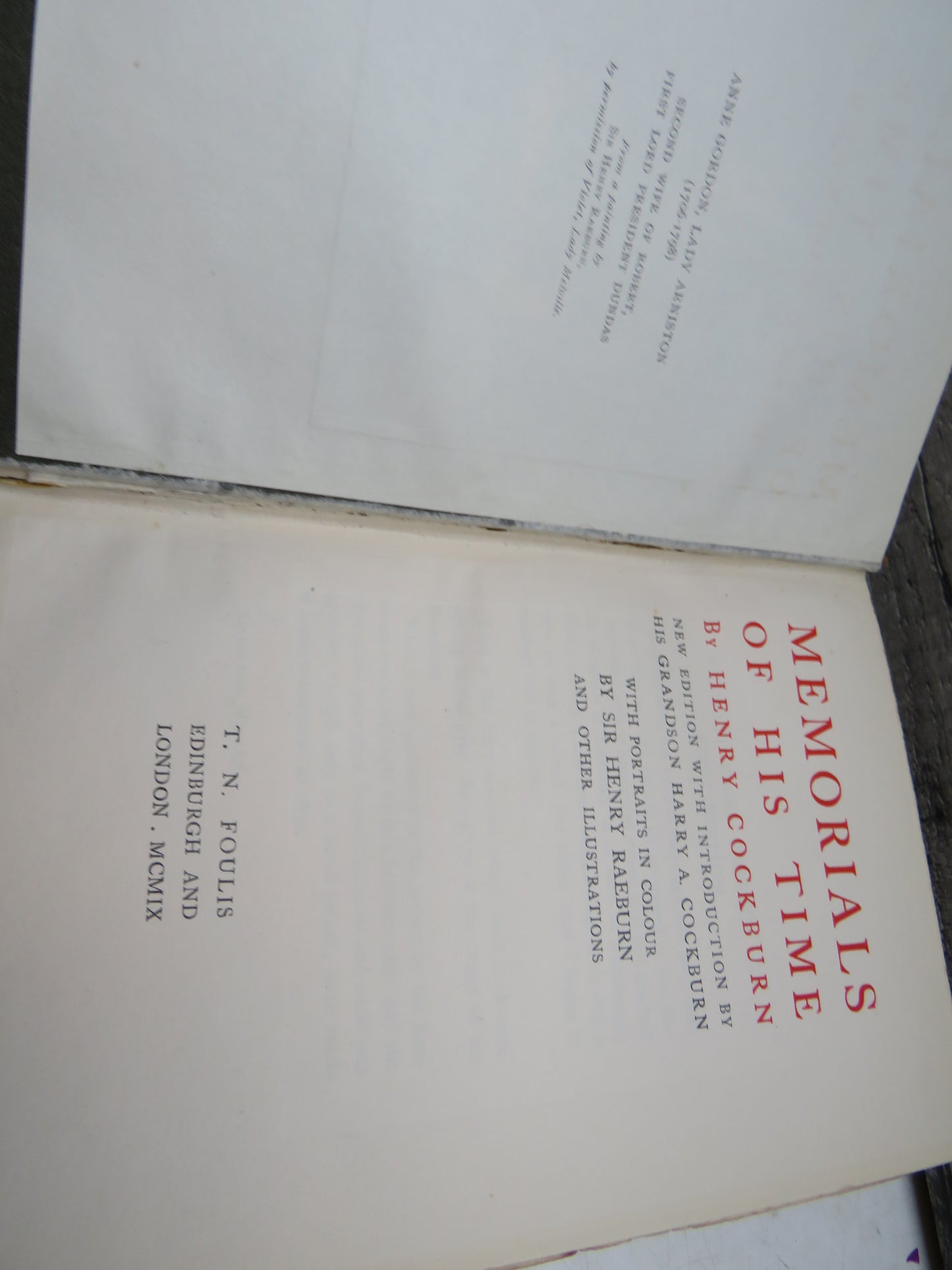 Memorials of His Time by Henry Cockburn, 1909
