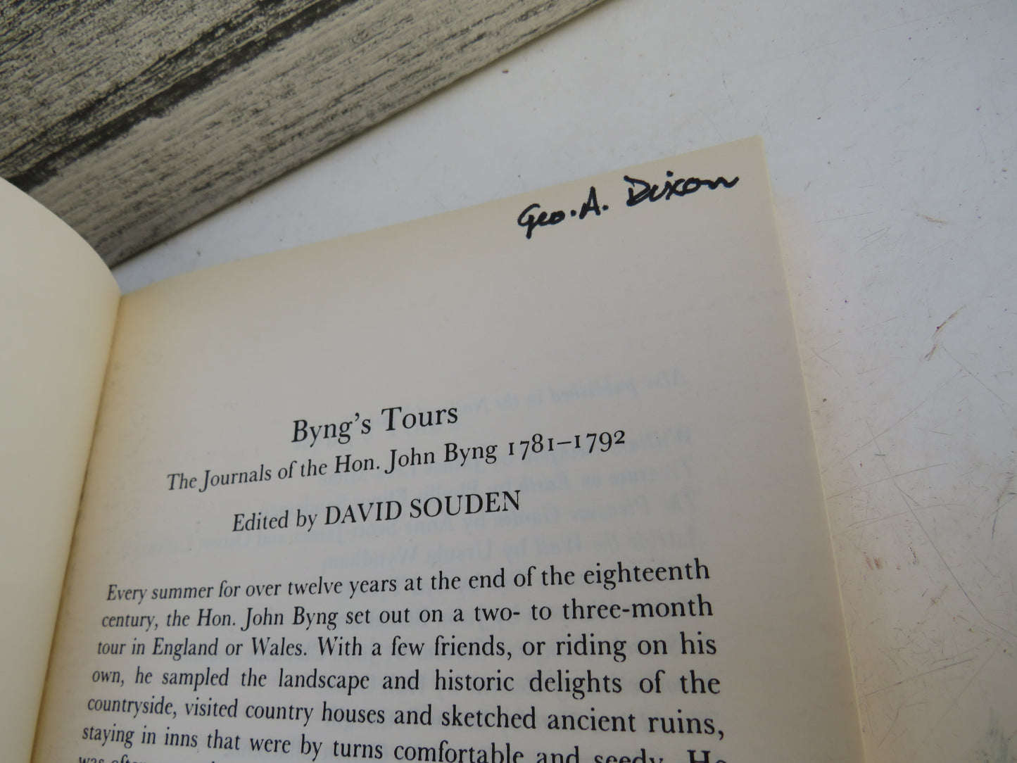 Byng's Tours The Journals of the Hon. John Byng 1781-1792 Edited By David Souden 1991
