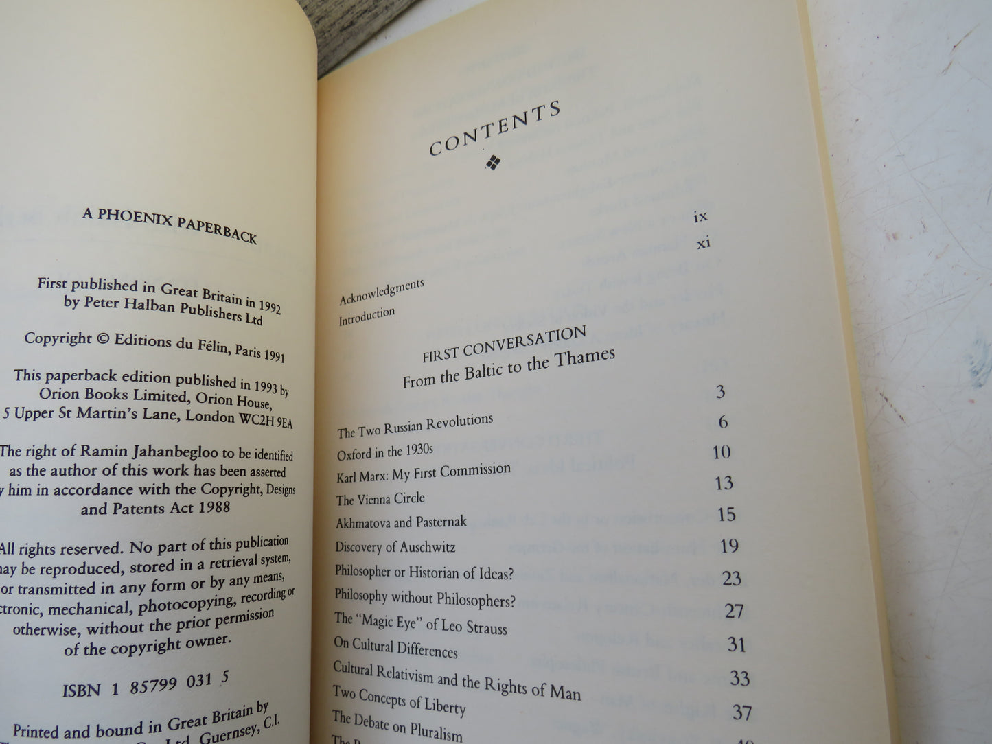 Conversations With Isaiah Berlin By Ramin Jahanbegloo 1993