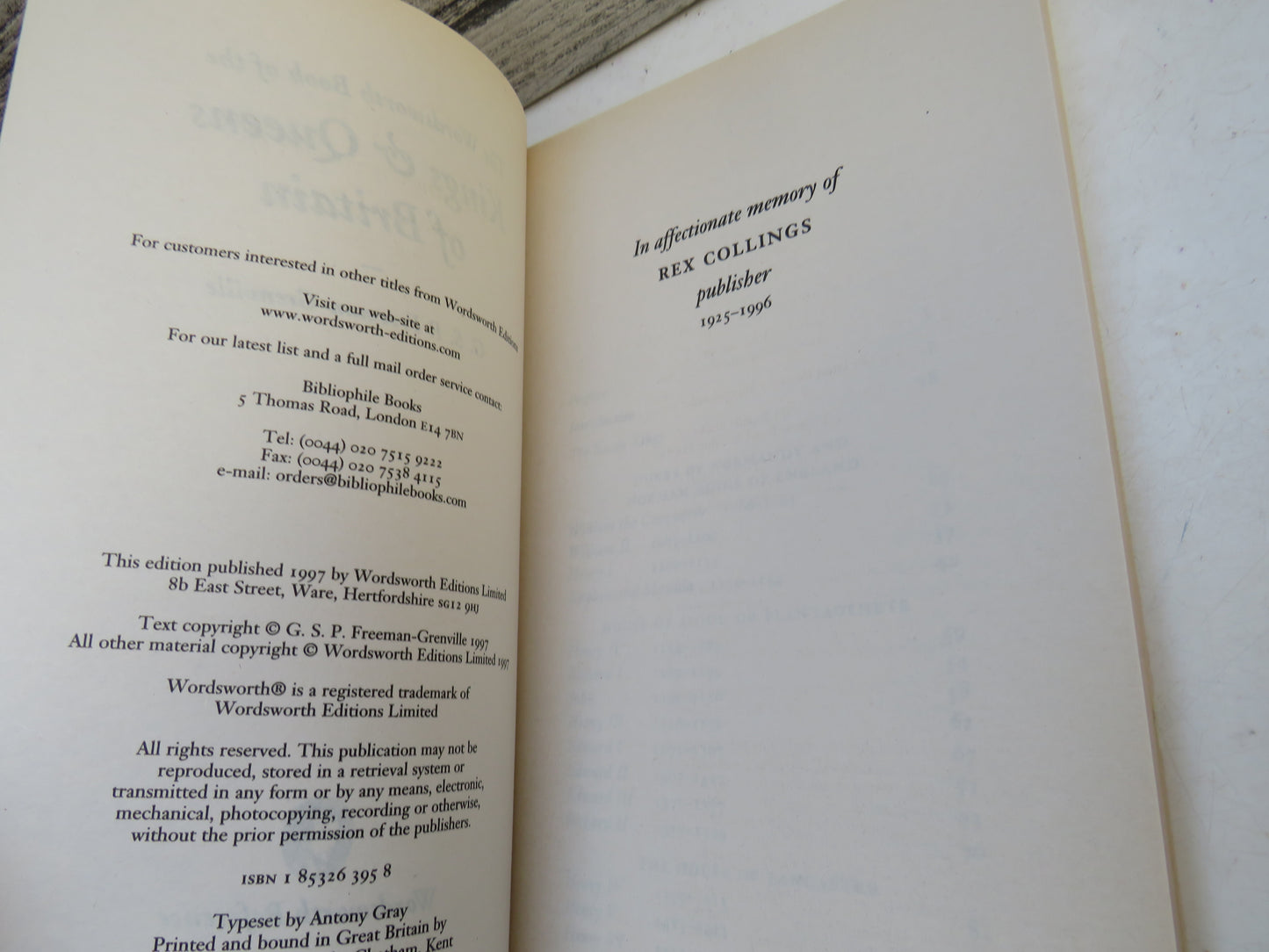 The Wordsworth Book of The Kings & Queens of Britain By G.S.P. Freeman- Grenville 1997
