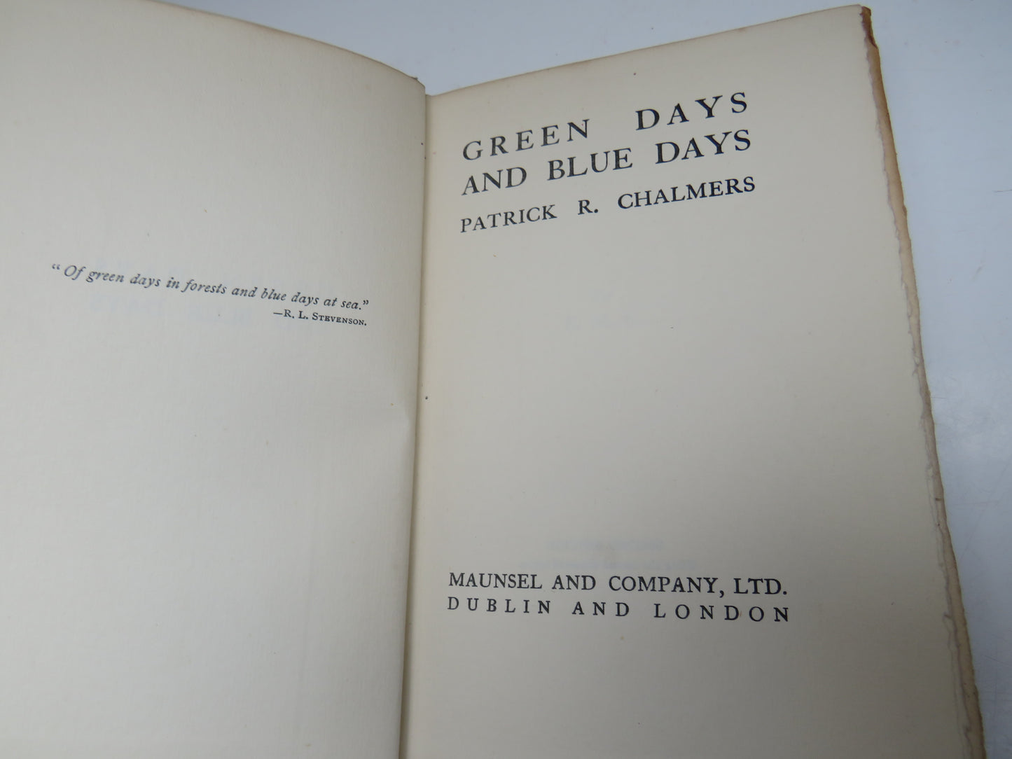 Green Days and Blue Days By Patrick R. Chalmers Antique Book