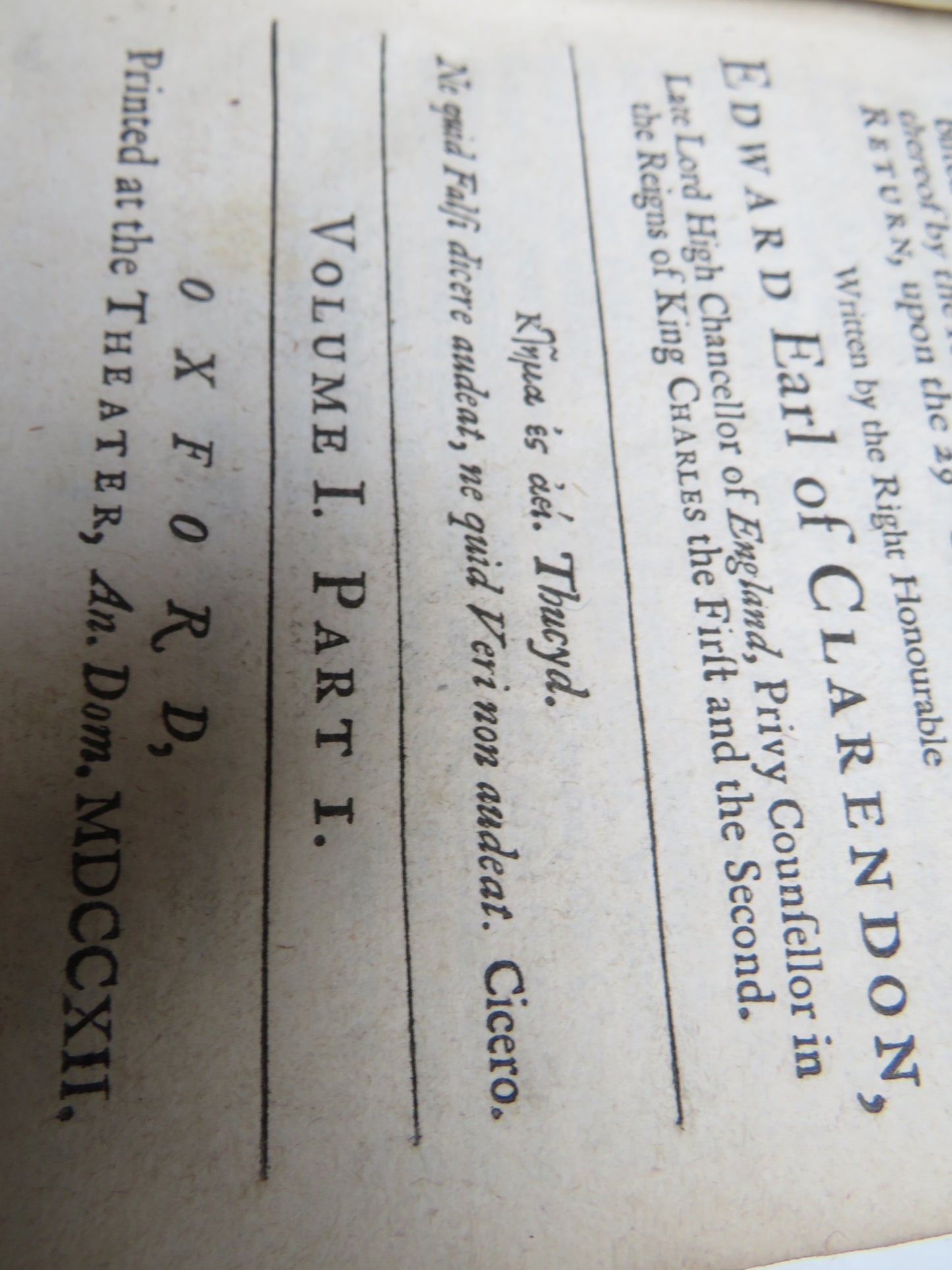 The History of the Rebellion and Civil Wars In England Begun In The Year 1641 By Edward Earl of Clarendon 1712