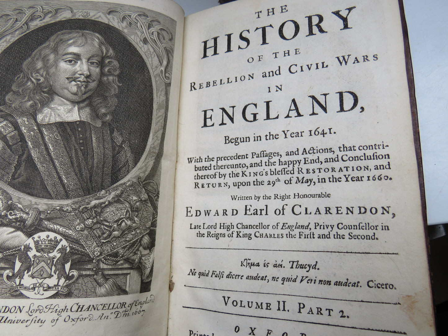 The History of the Rebellion and Civil Wars In England Begun In The Year 1641 By Edward Earl of Clarendon 1712