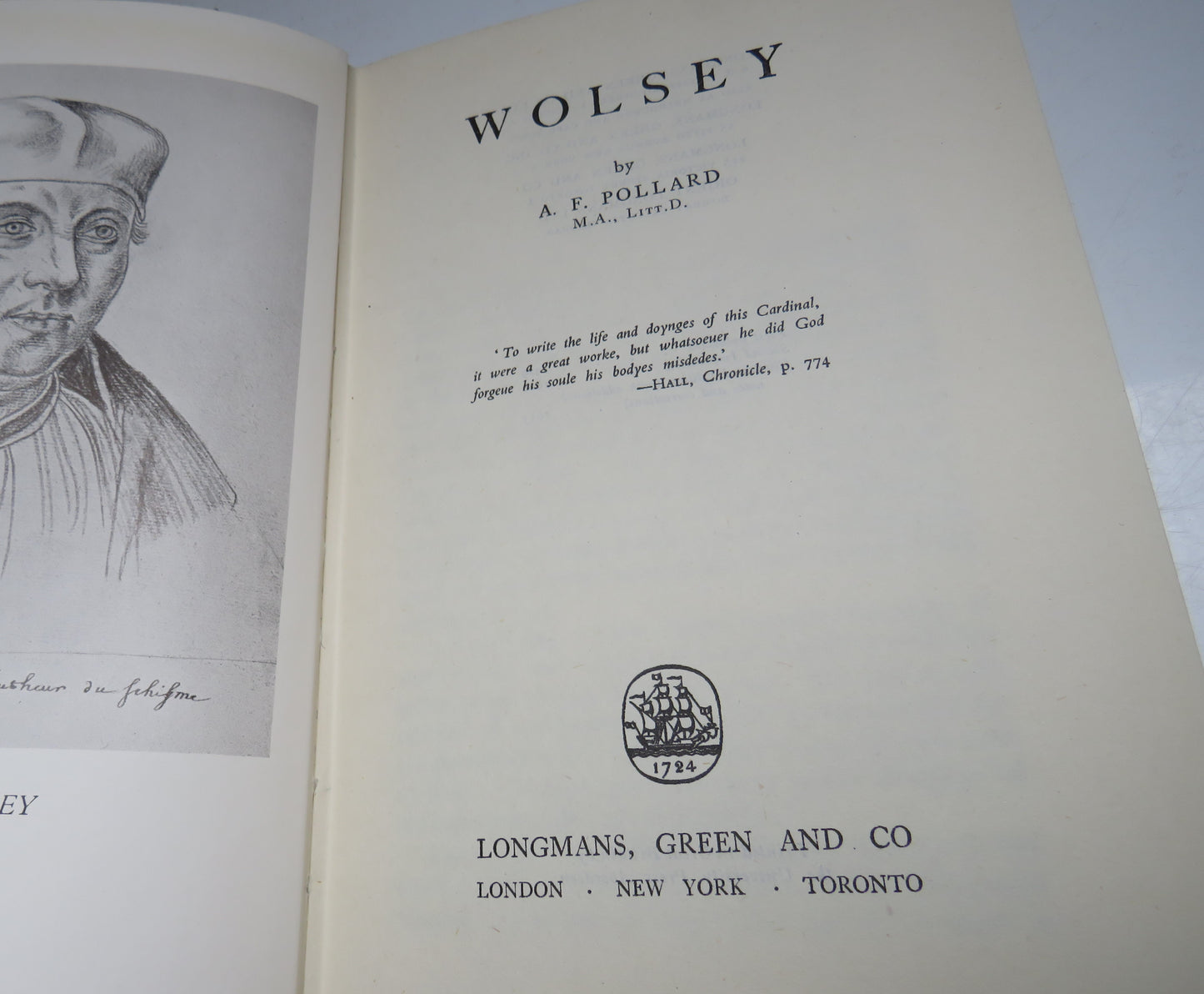 Wolsey by A.F. Pollard, 1953 Illustrated Edition with additional notes and corrections