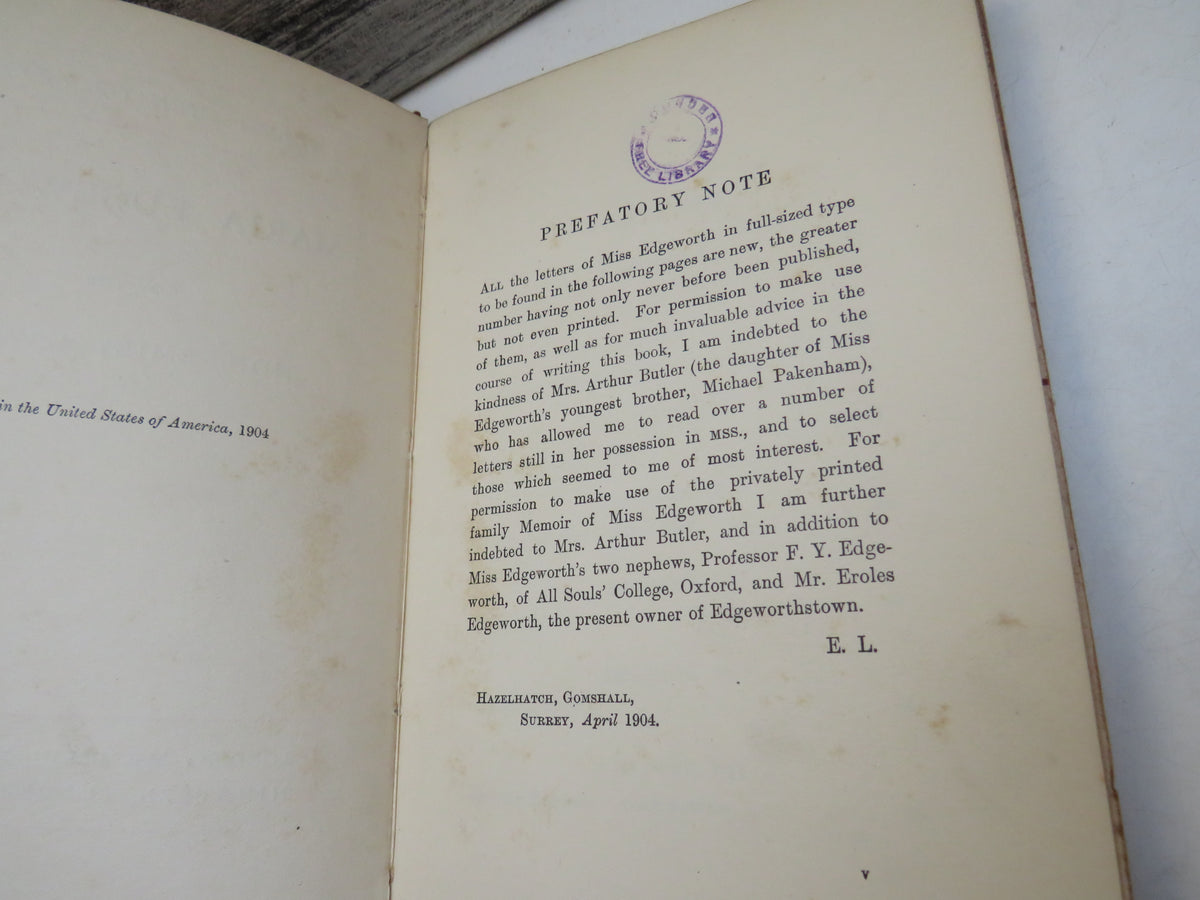 Maria Edgeworth By The Hon. Emily Lawless 1904 "English Men of Letters"