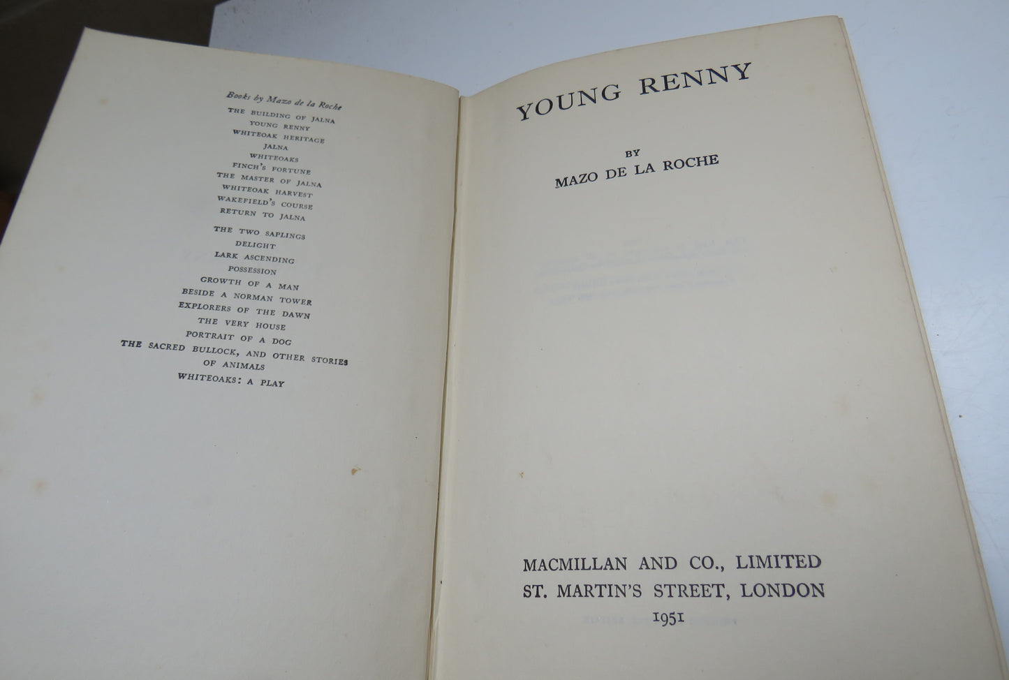 Young Renny By Mazo De La Roche 1951