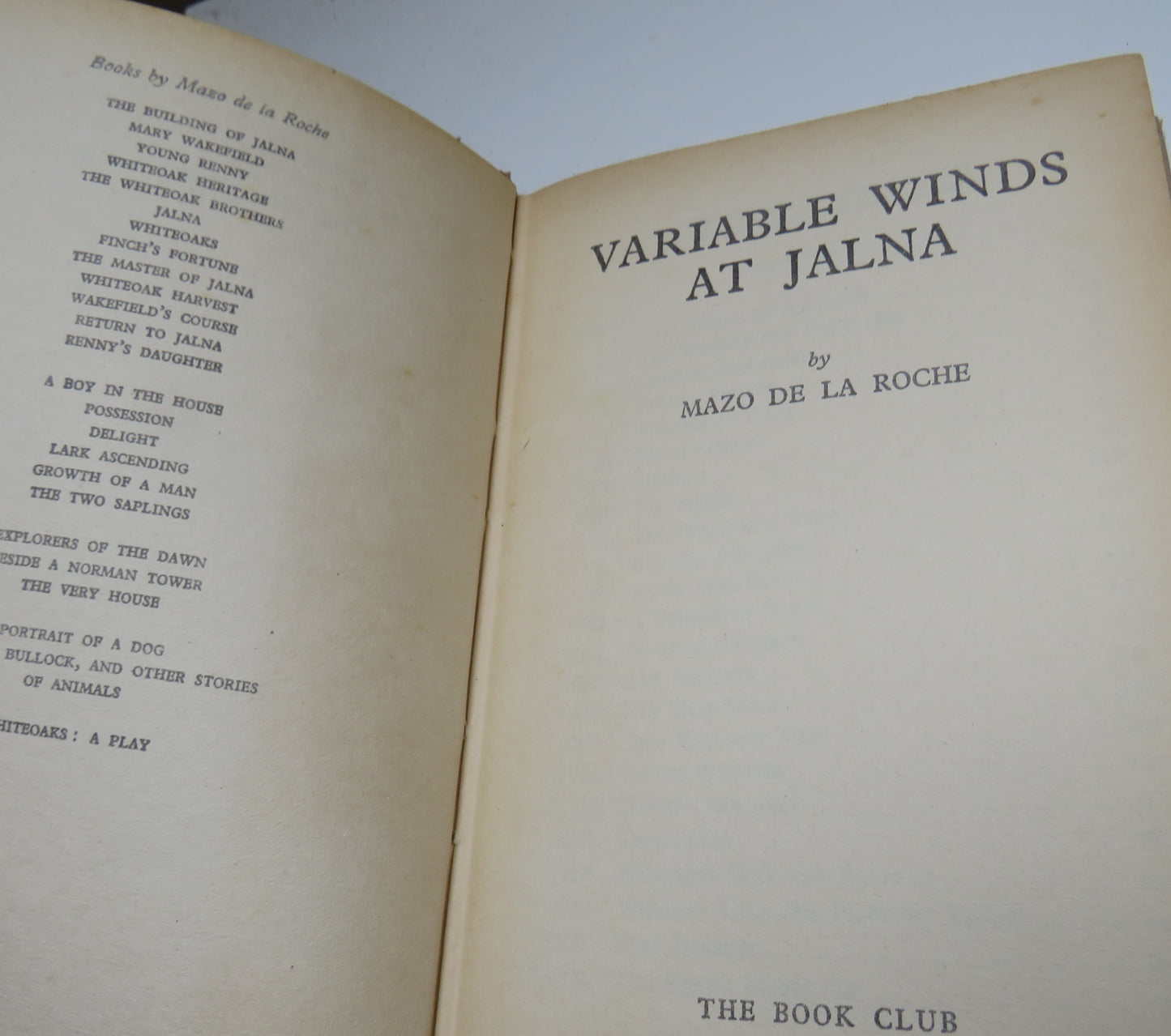 Variable Winds At Jalna By Mazo De La Roche