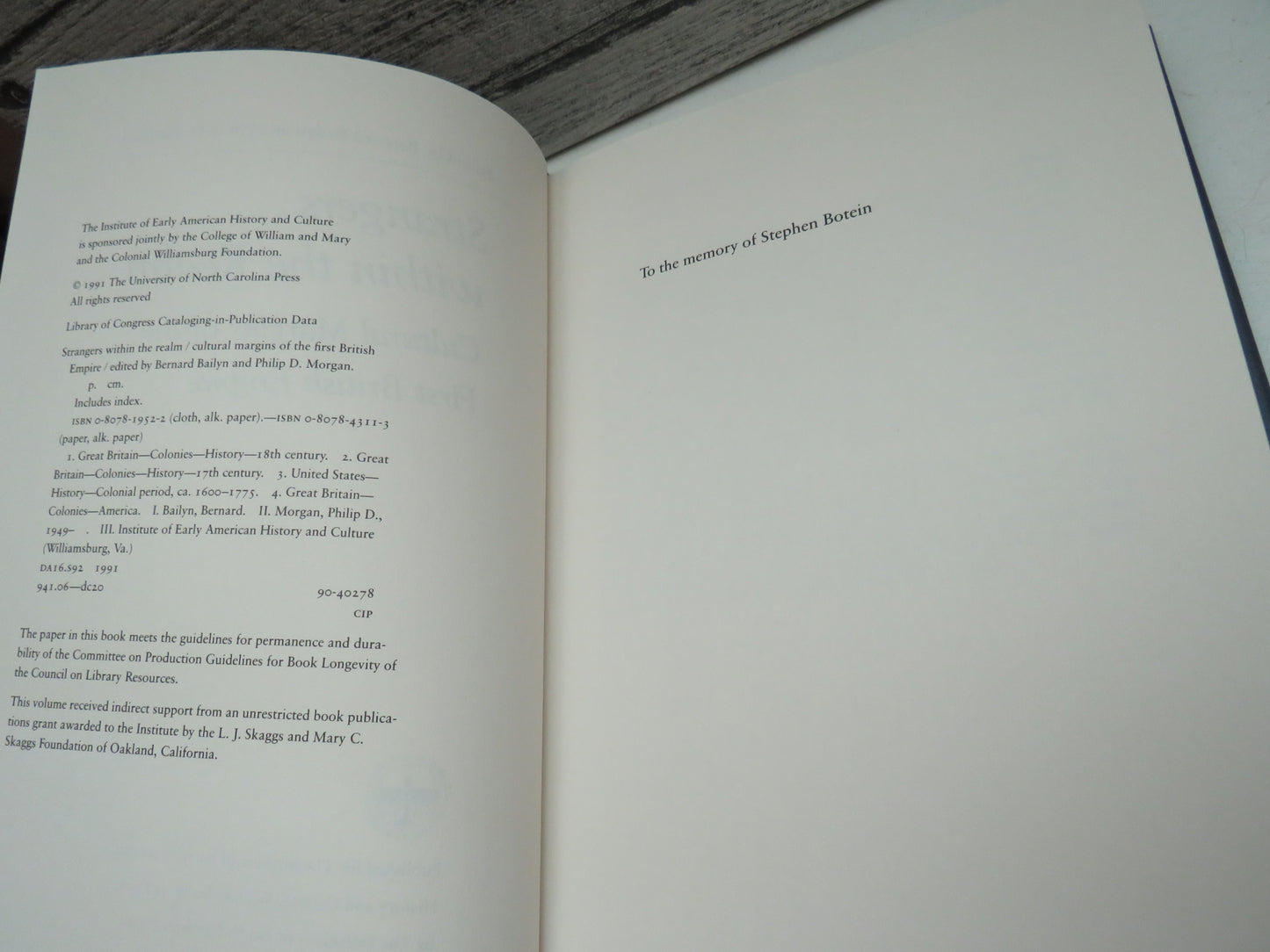 Strangers Within The Realm Cultural Margins of the First British Empire Edited By Bernard Bailyn and Philip D. Morgan 1991, book image 5