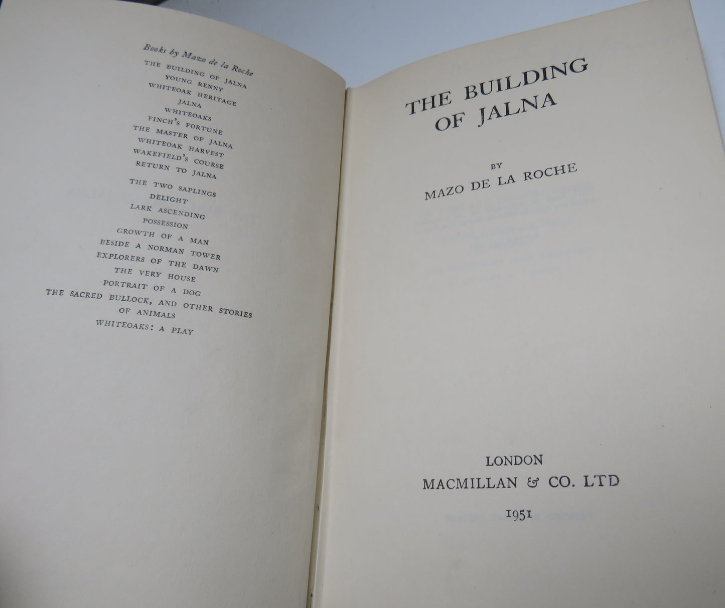 The Building of Jalna By Mazo De La Roche 1951