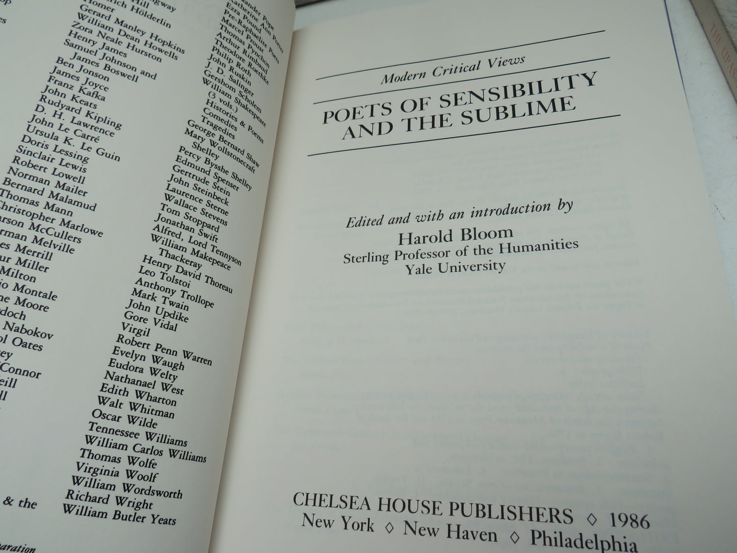Modern Critical Views Poets of Sensibility and The Sublime Edited and With an Introduction By Harold Bloom 1986, book image 4