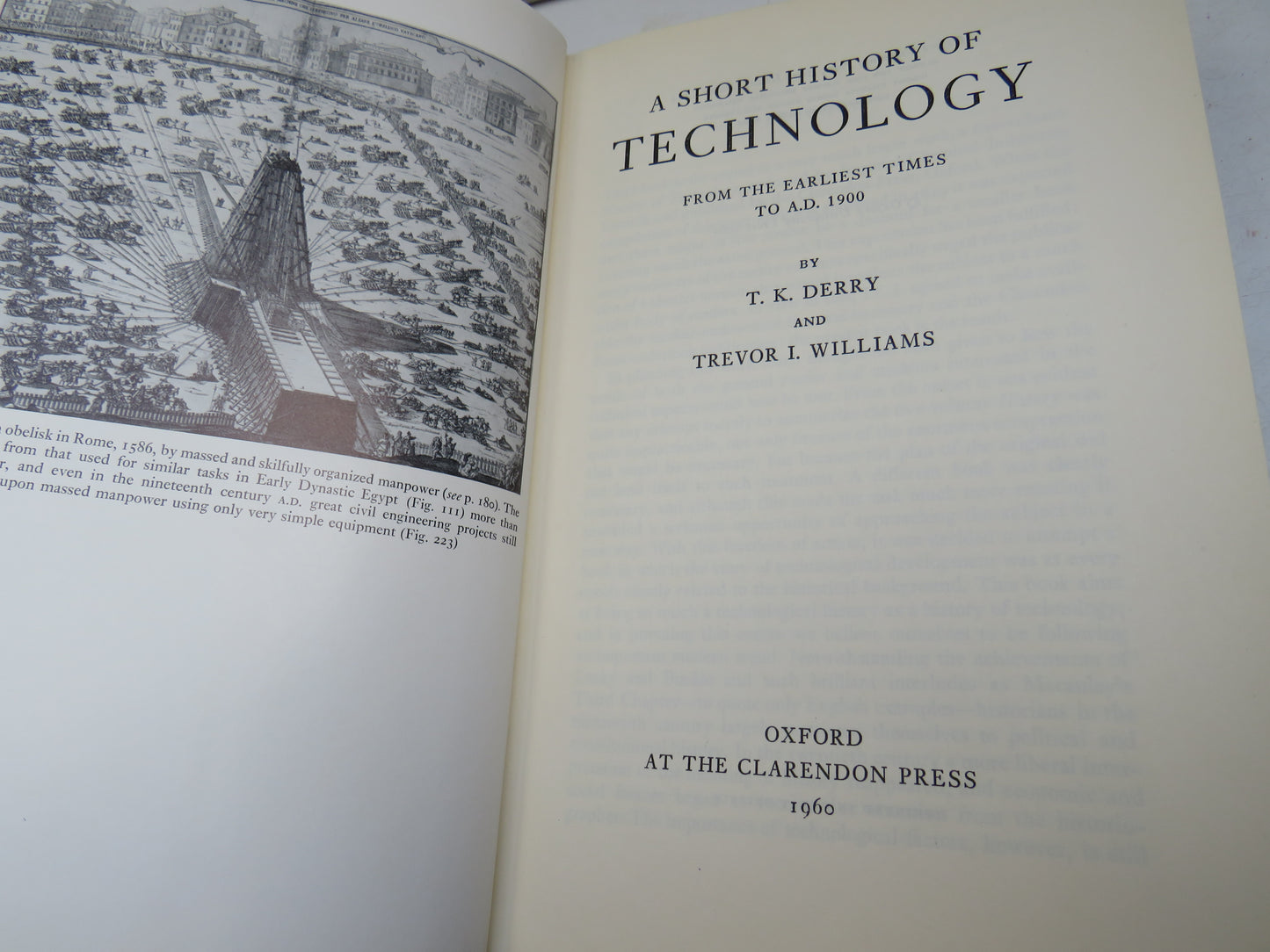A Short History of Technology From The Earliest Times To A.D. 1900 By T.K. Derry and Trevor I. Williams 1960