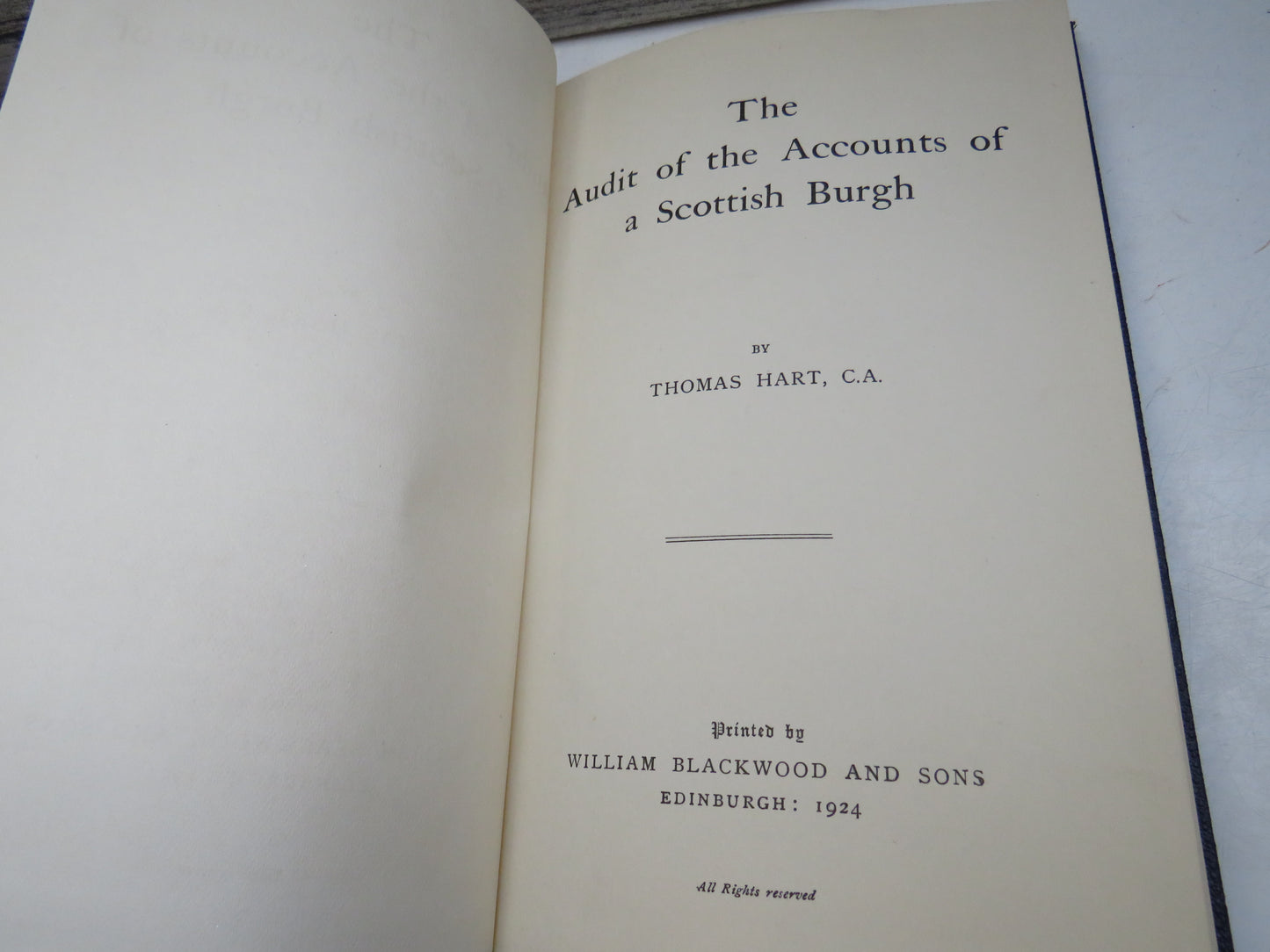 The Audit of the Accounts of A Scottish Burgh By Thomas Hart 1924