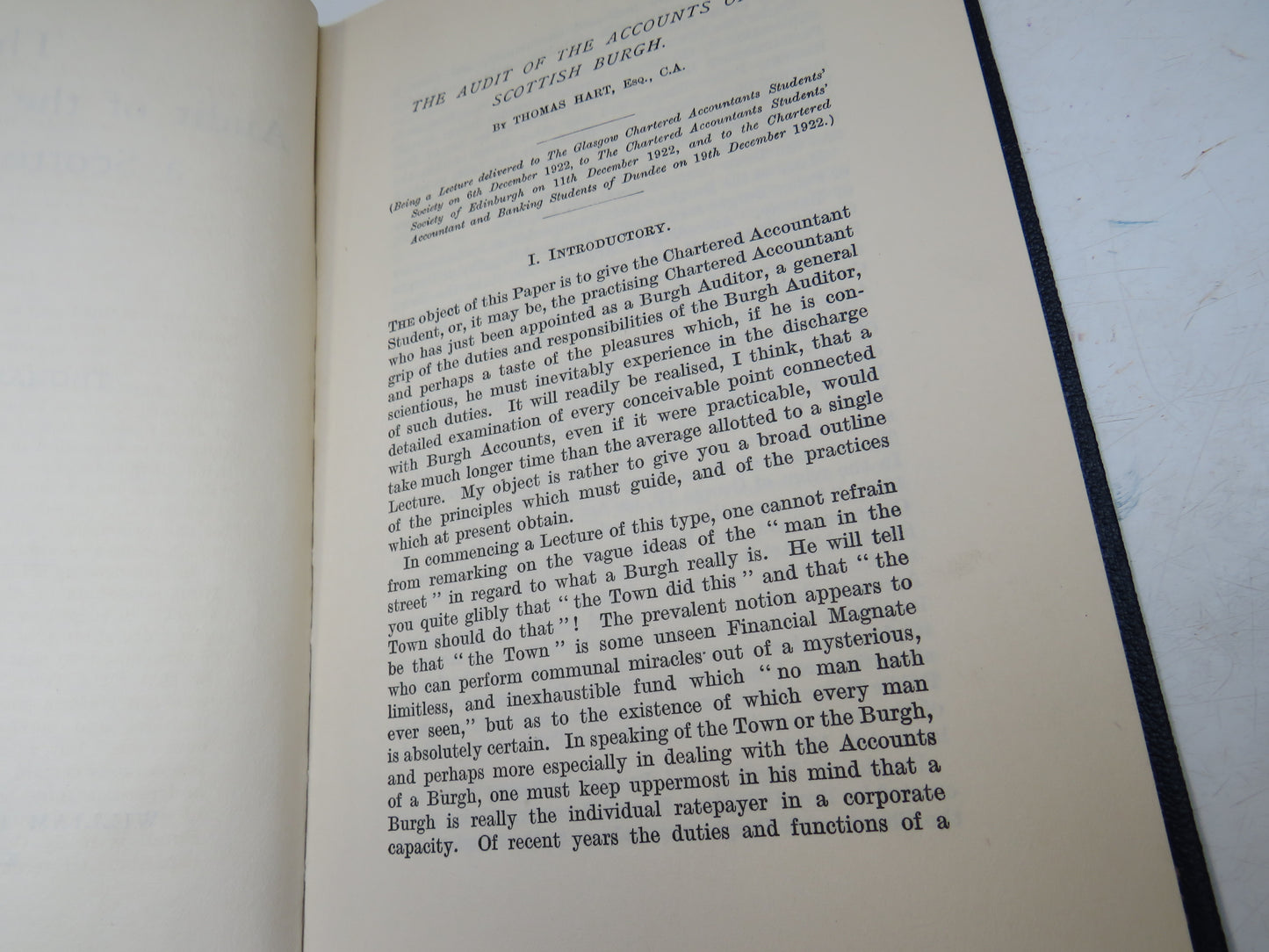 The Audit of the Accounts of A Scottish Burgh By Thomas Hart 1924