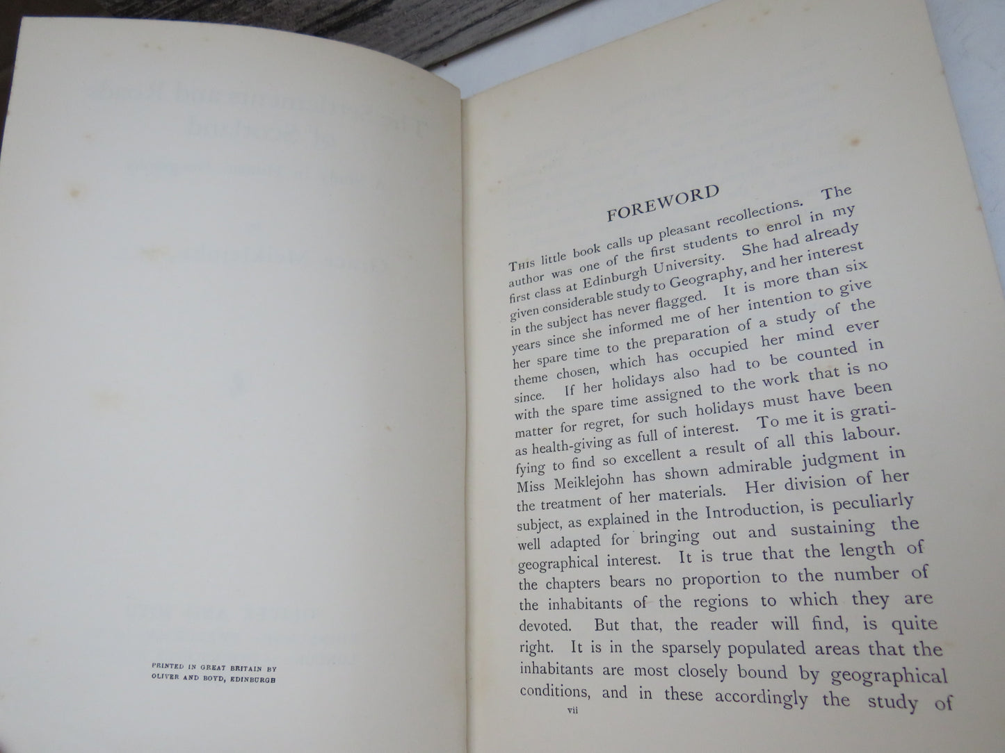 The Settlements and Roads of Scotland A Study In Human Geography By Grace Meiklejohn 1927
