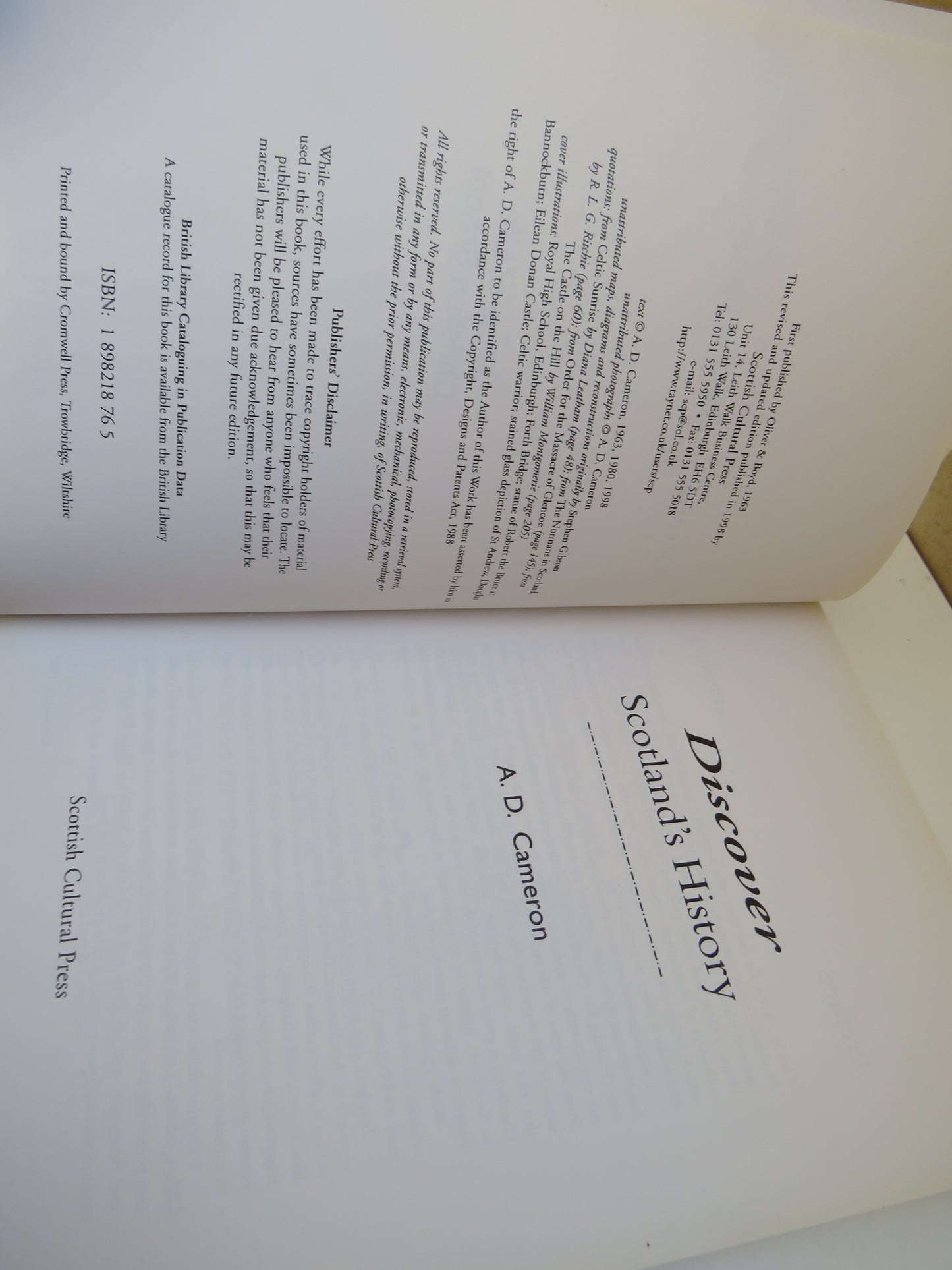 Discover Scotland's History by A. D. Cameron, 1998