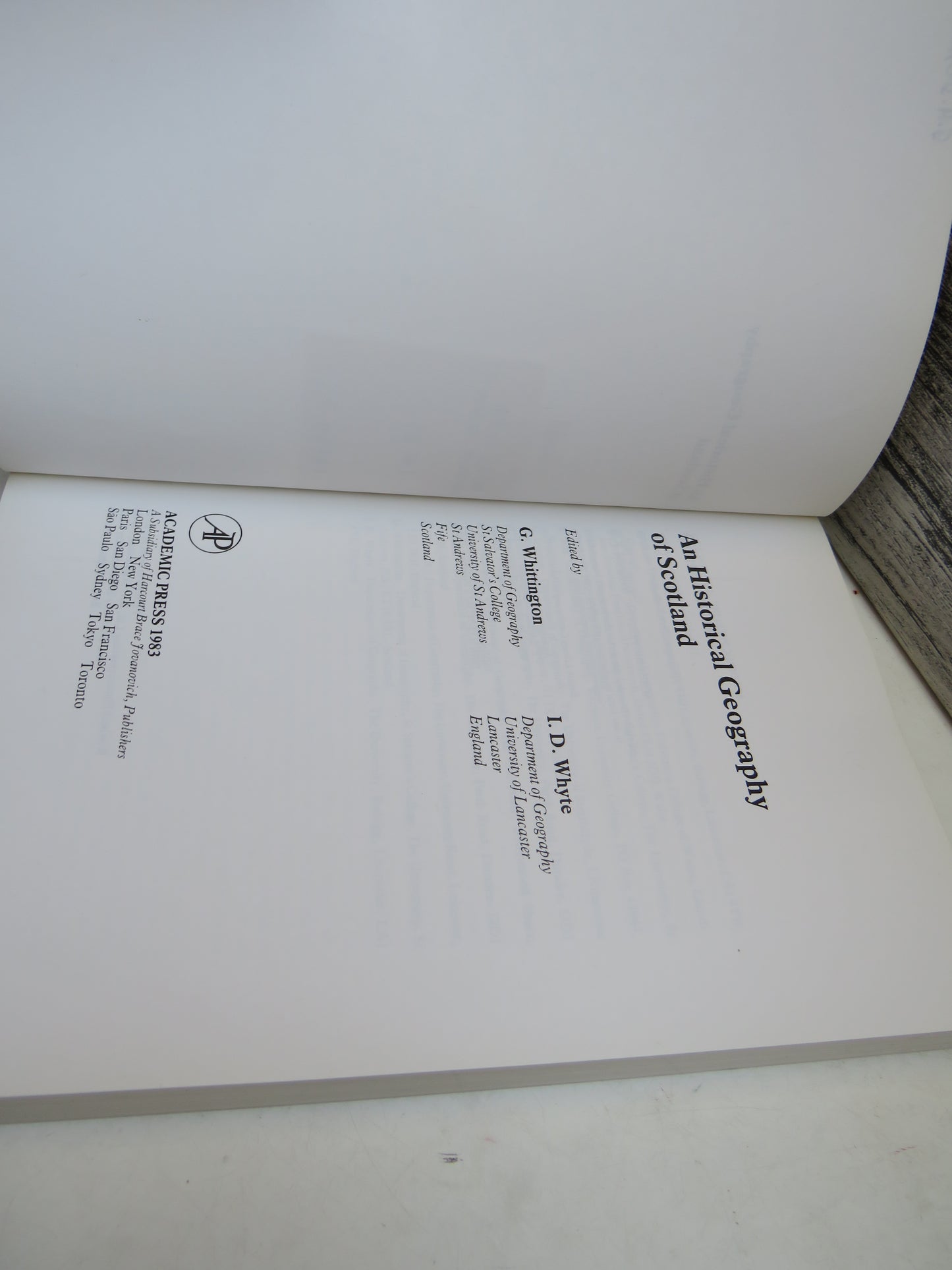 An Historical Geography of Scotland Edited By G. Whittington & I.D. Whyte 1983