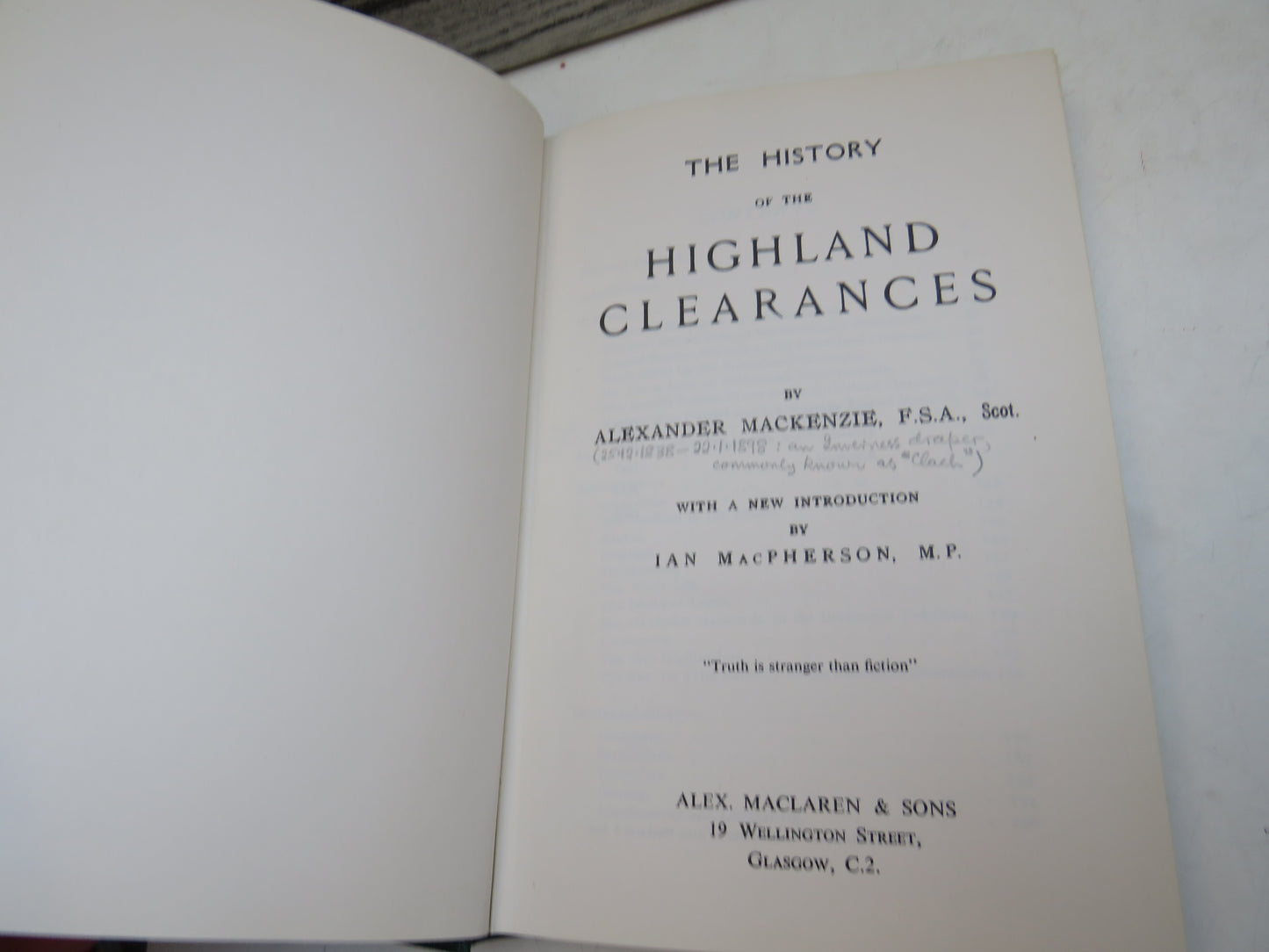 The History of the Highland Clearances By Alexander Mackenzie 1966