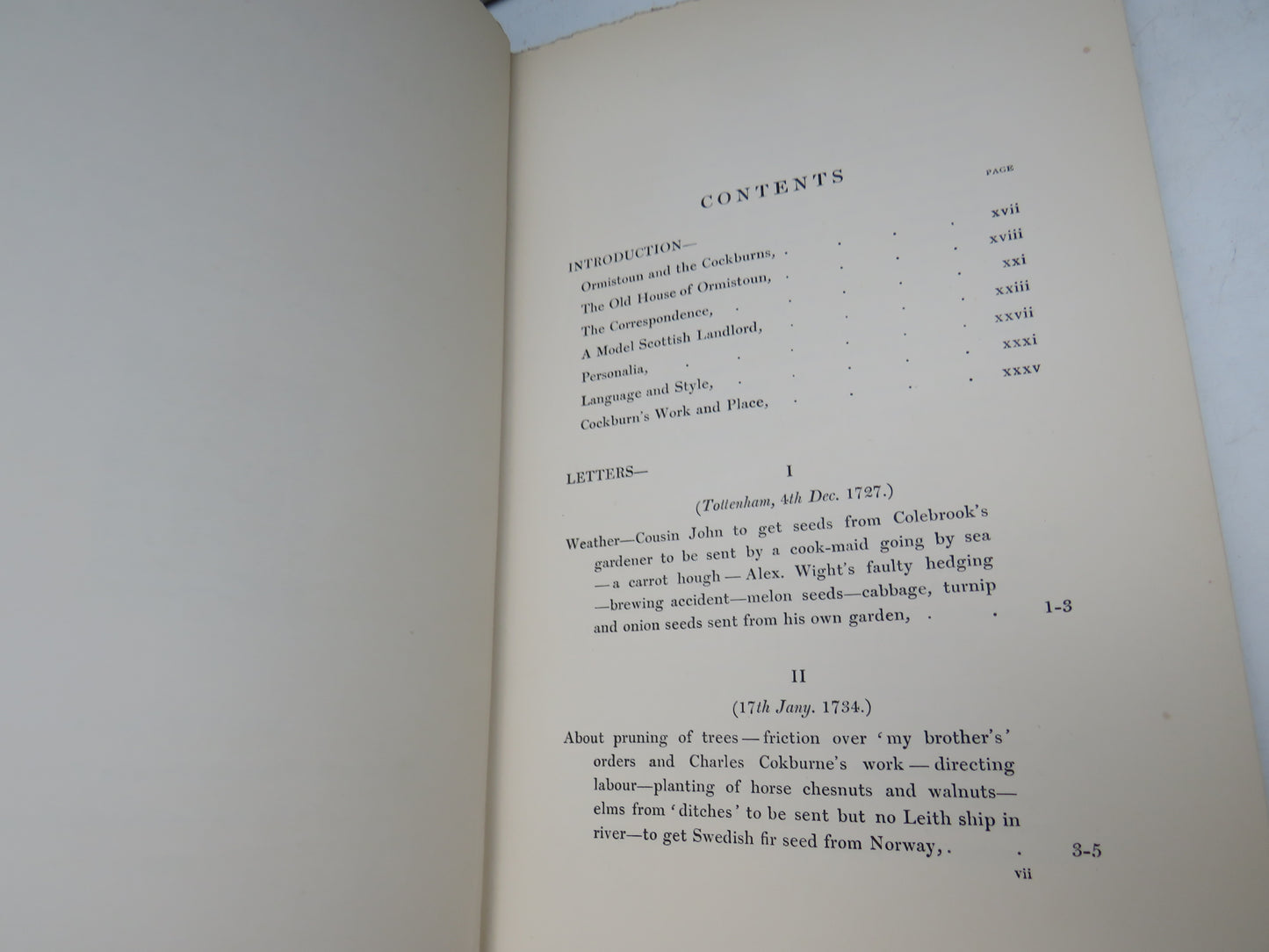 Letters of John Cockburn of Ormistoun To His Gardener 1727-1744 Edited With Introduction and Notes by James Colville 1904