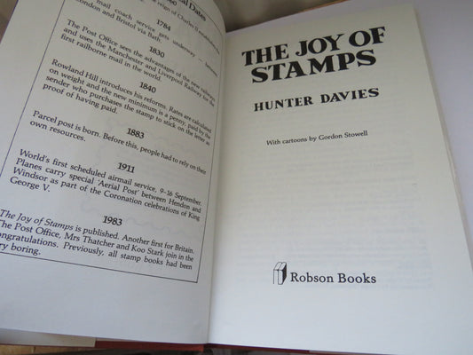 Vintage Book of 'the joy of stamps by hunter davies with cartoons by gordon stowell 1983'