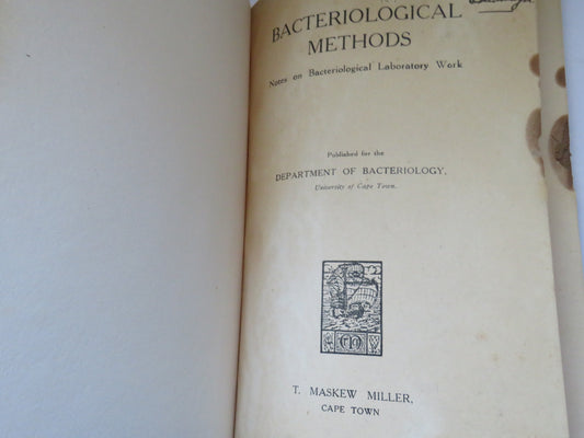 Vintage Book of 'bacteriological methods notes on bacteriological laboratory work'