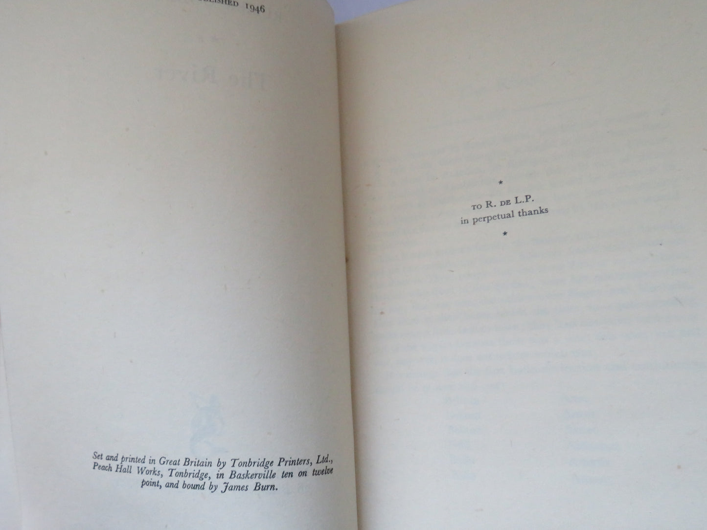Vintage Book of 'the river by rumer godden 1946 1st edition'
