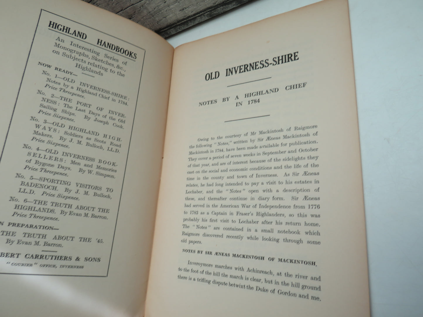 Old Inverness-Shire Notes By A Highland Chief In 1784 - 1931
