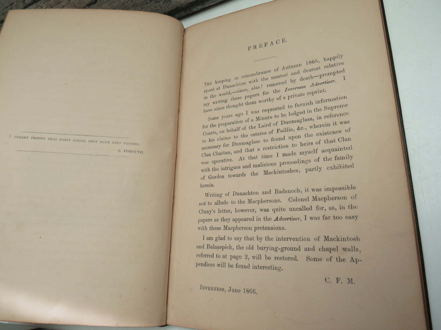 Dunachton, Past and Present: Episodes In The History of The Mackintoshes By Charles Fraser-Mackintosh 1866